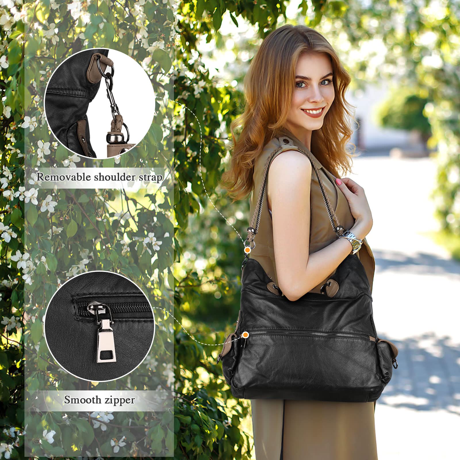 Vegan Leather Crossbody Shoulder Bag for Women - Large Capacity Tote Purse with Multiple Pockets - Stylish & Durable Washable Faux Leather Handbag - Perfect for Work, Travel & Everyday Use