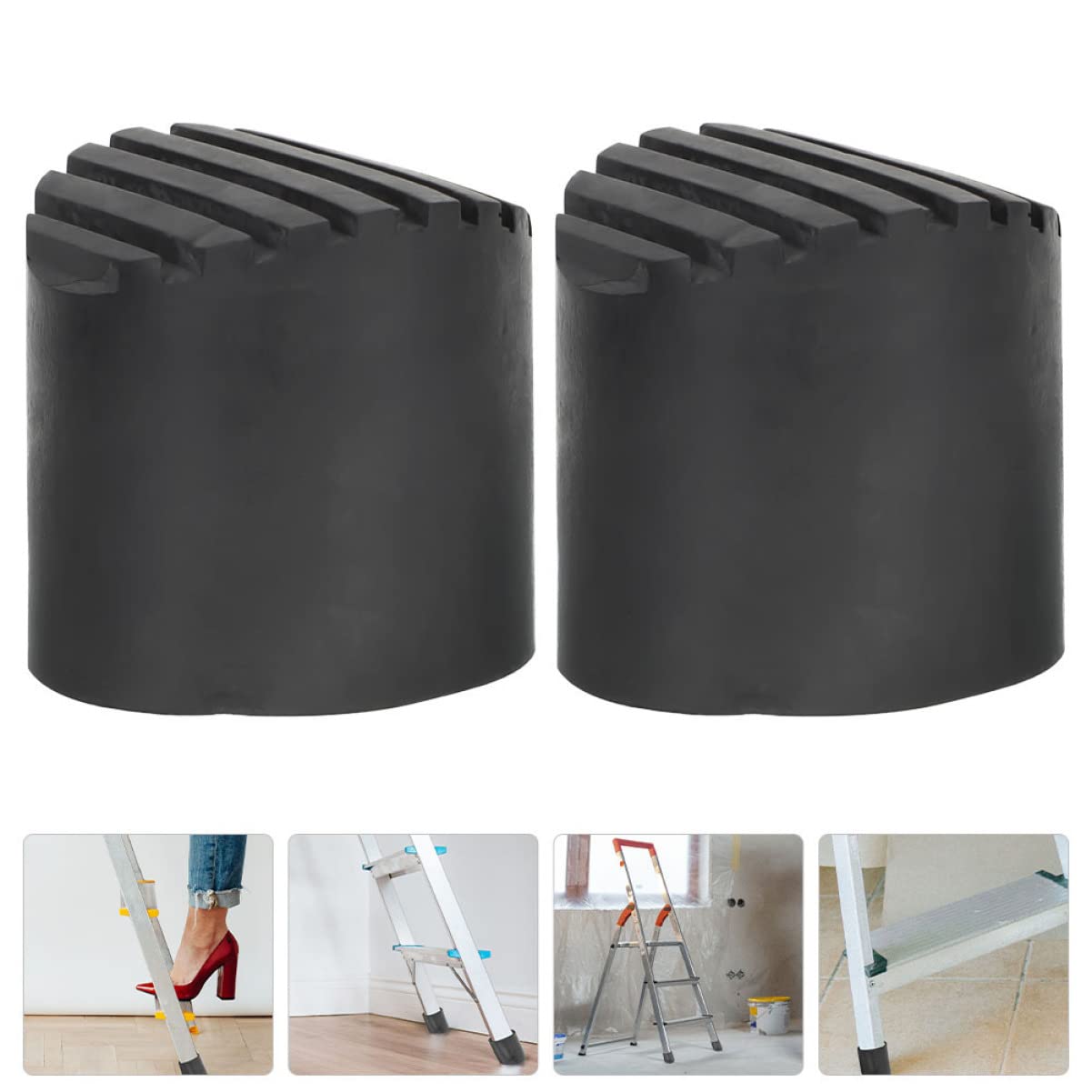 Non-Slip Bamboo Rubber Stair Tread Covers - 2 Pack, Anti-Skid Step Pads for Wooden/Concrete Stairs, Soft Foot Cushion Protectors for Indoor/Outdoor Use - Perfect for Homes, Offices, and Stair Safety