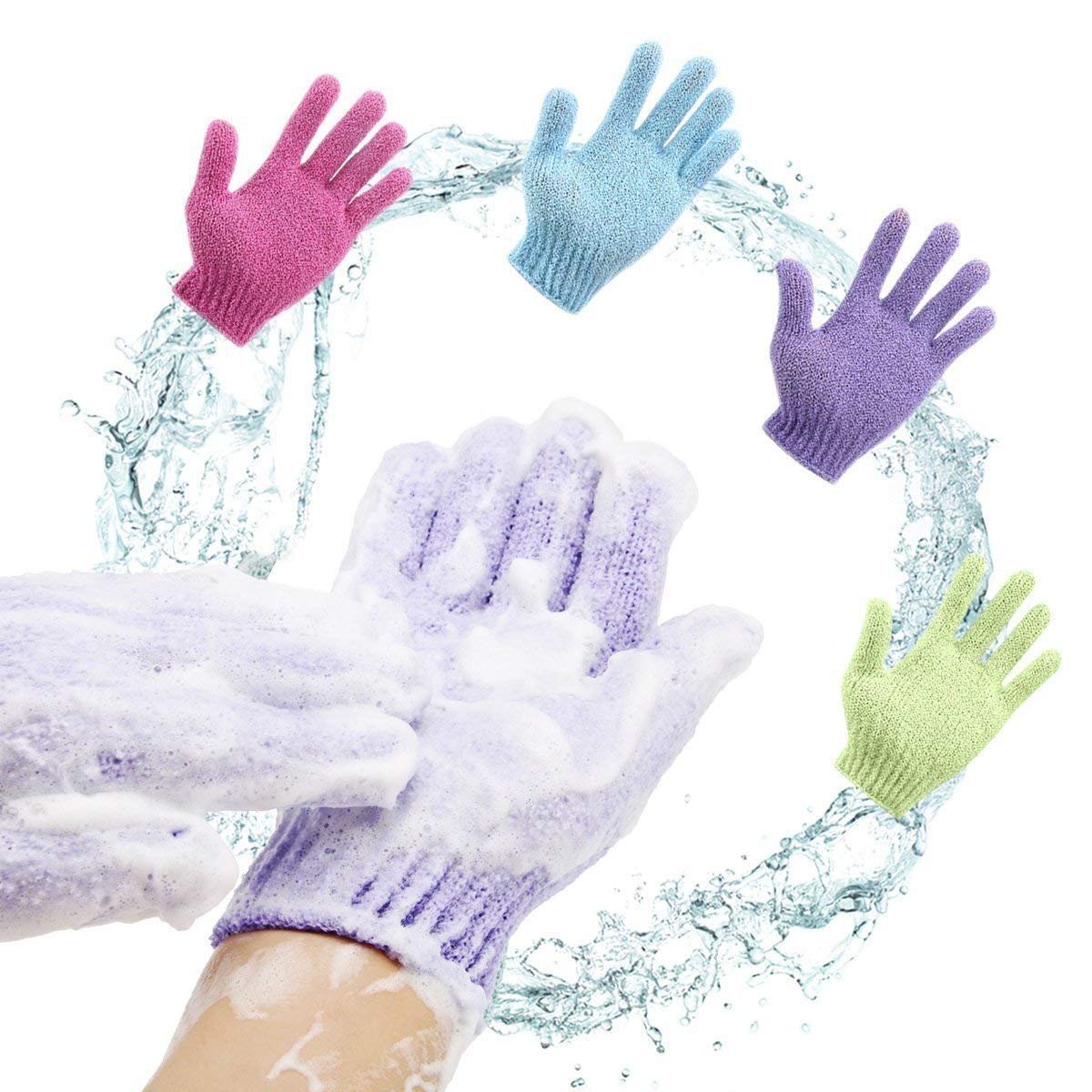 Exfoliating Bath Glove for Smooth Skin - Body Scrub Mitt for Shower & Spa - Moisturizing Exfoliator with Massage Texture - Perfect for Dry Skin & Dead Cell Removal (Purple) - Ideal for Home Spa, Self-Care Routine & Relaxing Bath Time