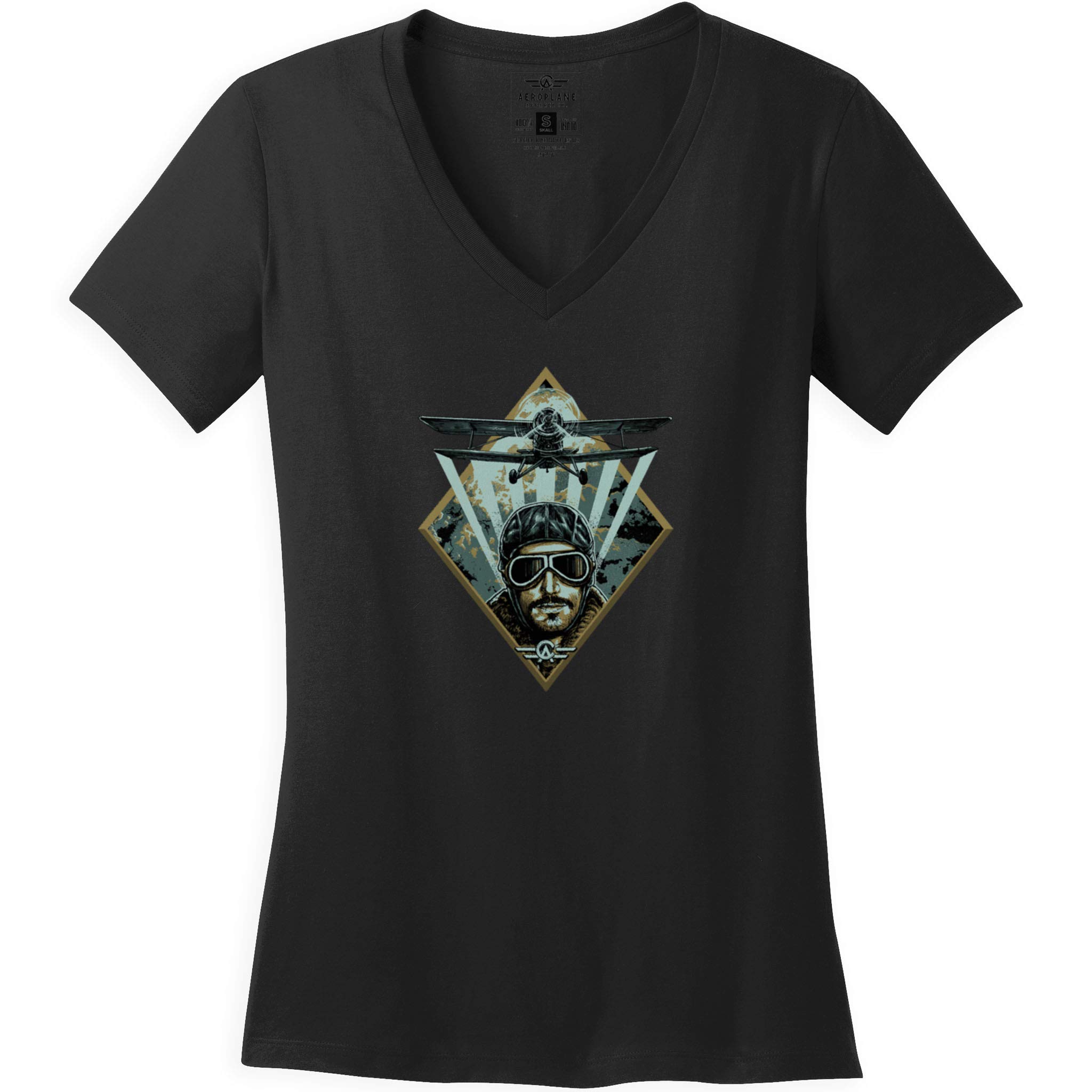 Barnstormer Aeroplane Apparel Co. Women's Vintage Pilot T-Shirt - Soft Cotton Tee for Casual Wear & Aviation Enthusiasts