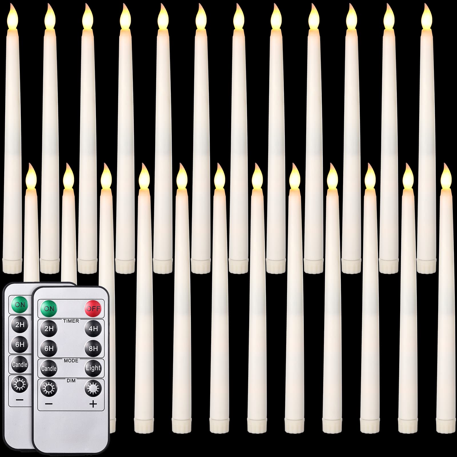 24 Pack Flameless LED Taper Candles with Remote & Timer - 11 Inch Battery Operated Warm White Flickering Candles for Valentine's Day, Weddings, Home Decor & Romantic Gifts - Perfect for Dining Tables, Centerpieces, and Special Occasions