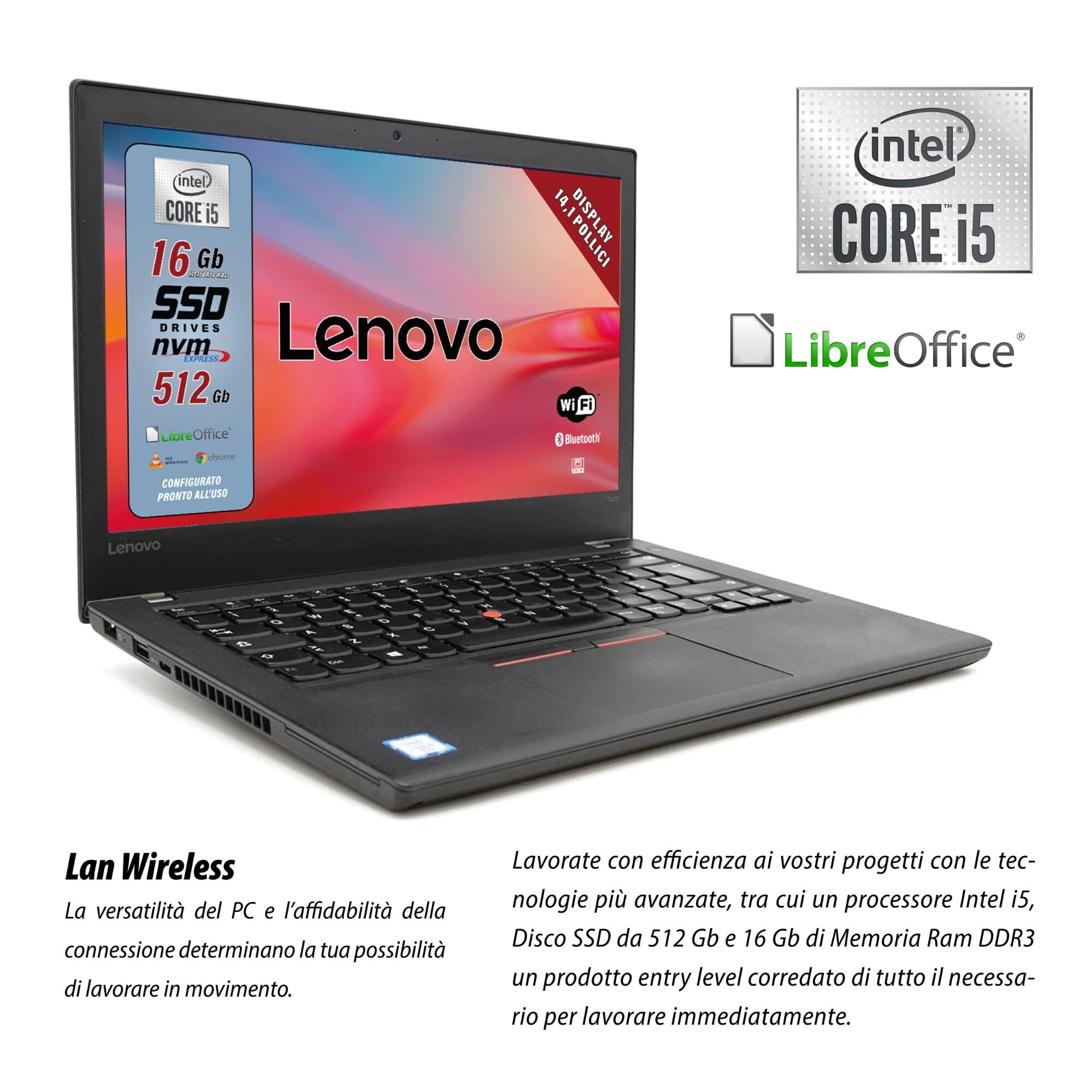 Lenovo Refurbished Laptop - Intel Core i5 Processor, 14