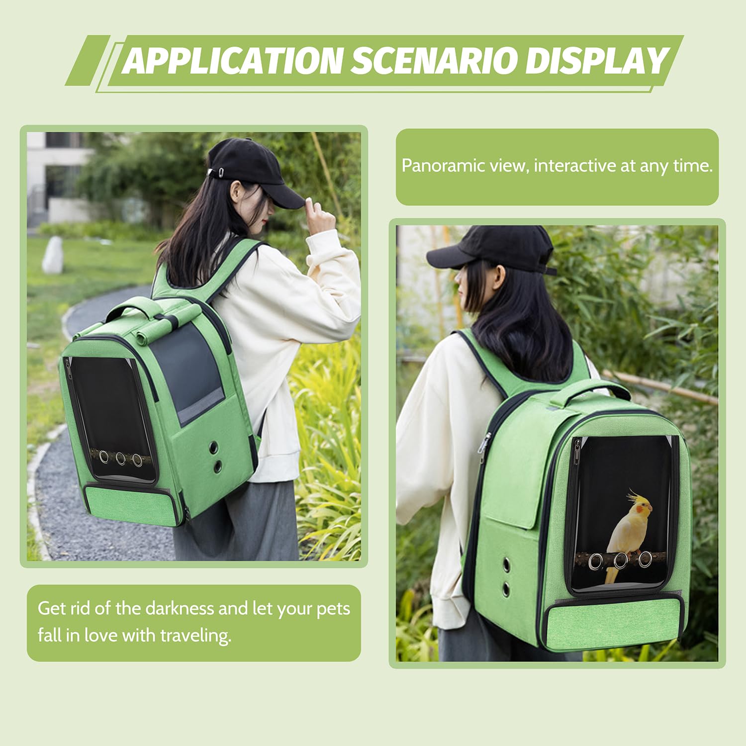Bird Travel Backpack Carrier with Tray, Perch & Feeding Tank - Portable Cage for Parakeets, Lovebirds & Small Birds - Waterproof Pad Included - Perfect for Vet Visits, Outdoor Adventures & Daily Travel