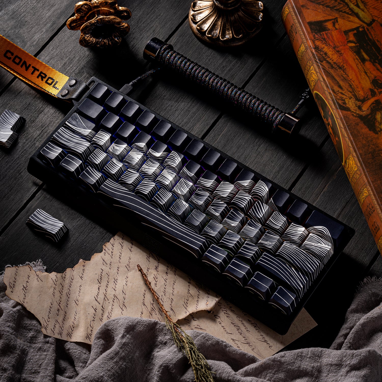 Premium PBT Side-Engraved Translucent Keycaps Set - OEM Profile High Mountain Line Design for Mechanical Keyboards | Perfect for Gaming, Typing & Custom Builds