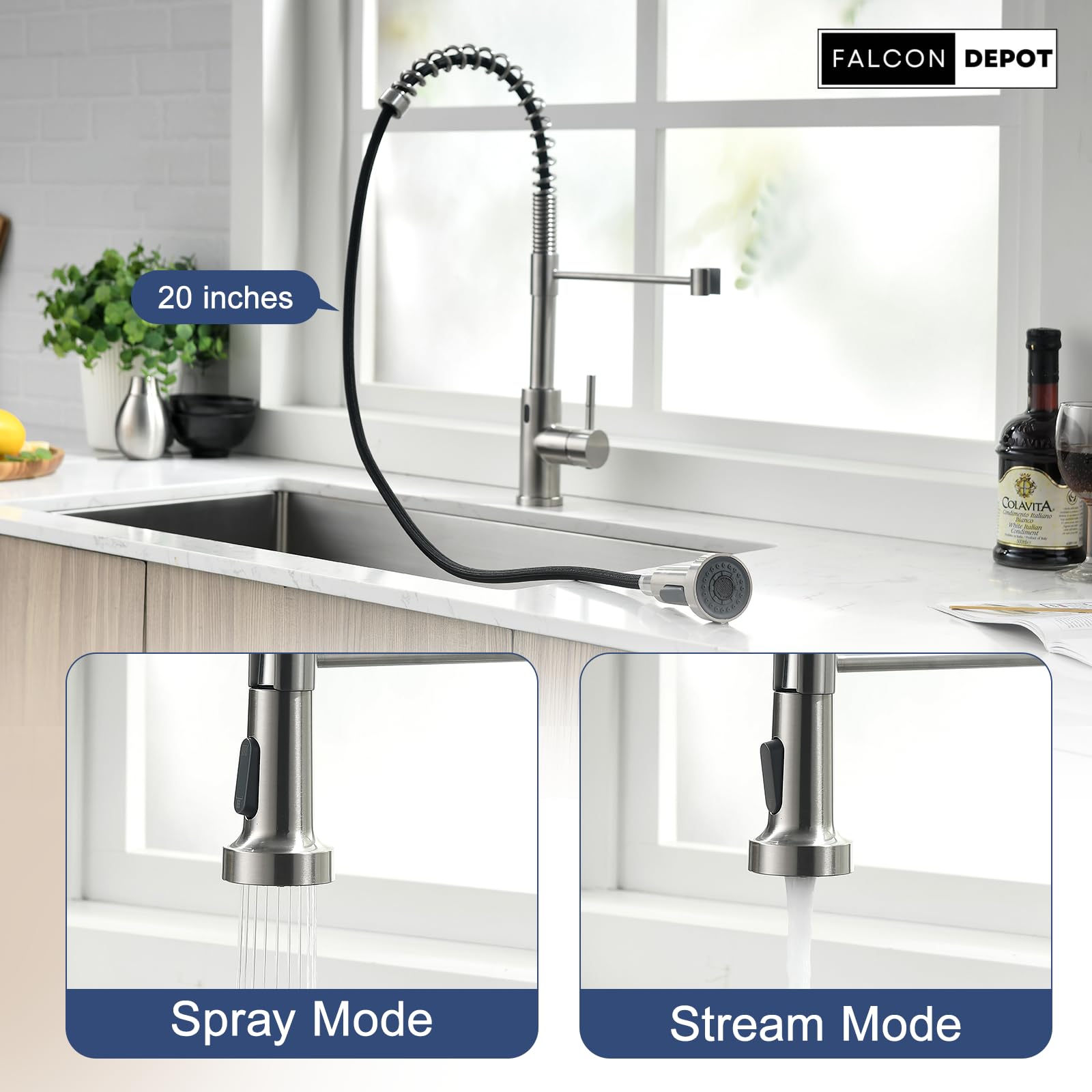 Hands-Free Kitchen Faucet with Motion Sensor - Brushed Nickel for Modern Sinks