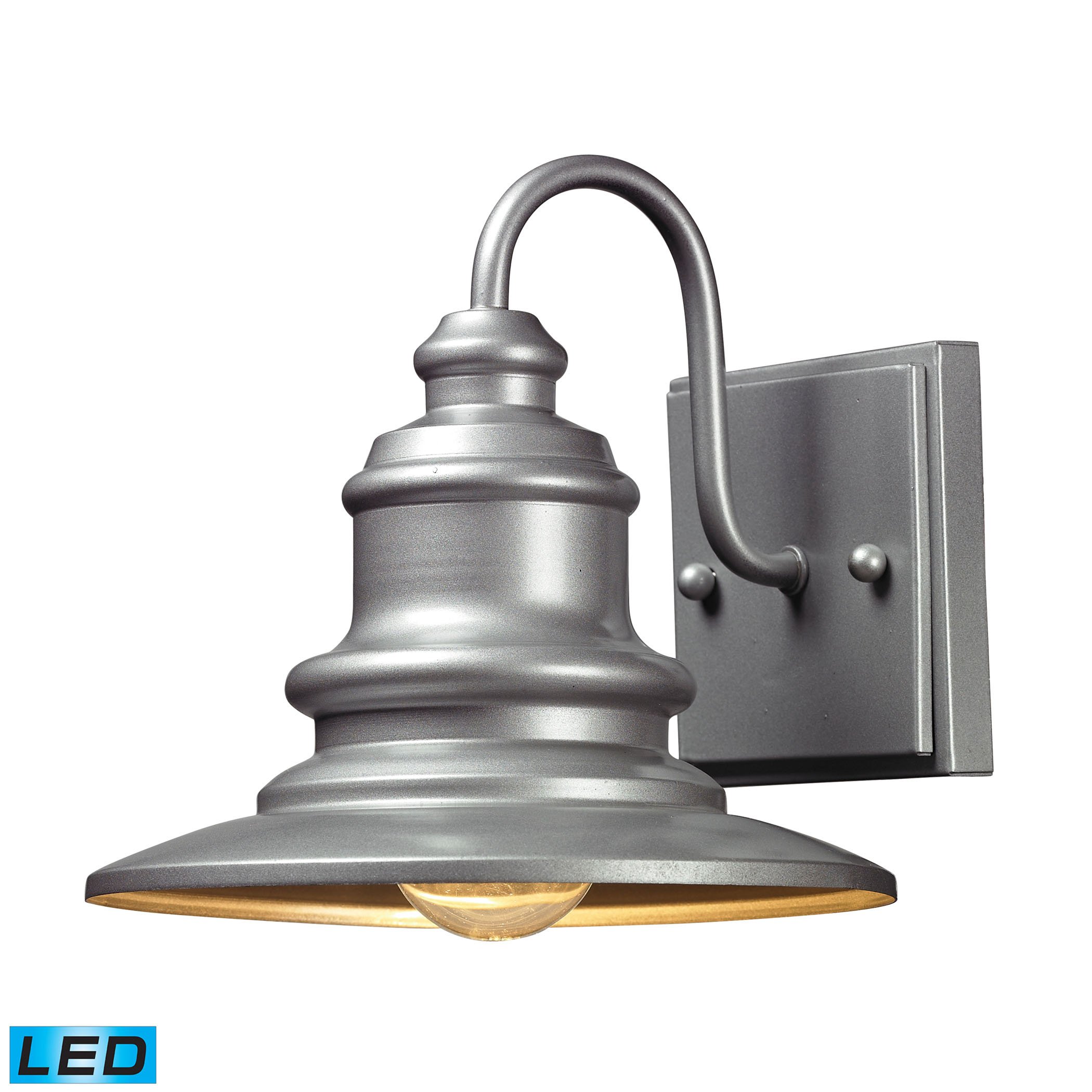 Marina 1 Light Outdoor Wall Sconce in Matte Silver - 800 Lumens LED (60W Equivalent) with Full Range Dimming, Replaceable Bulb (120V) - Perfect for Porch, Patio, Garage & Entryway Lighting
