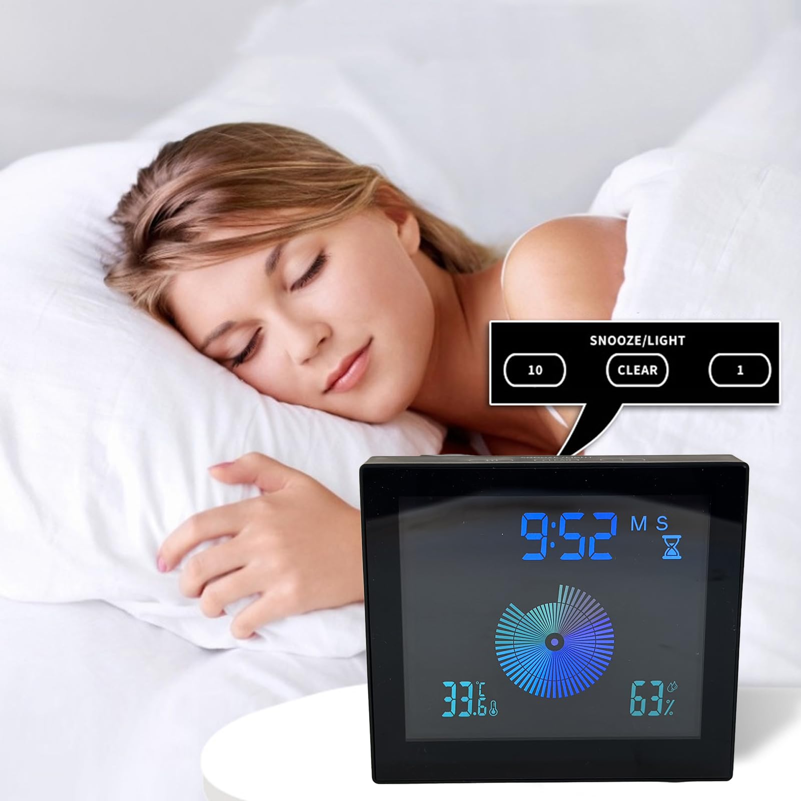 Alvinlite Waterproof Digital Shower Clock with Alarm, Indoor Temperature & Humidity Sensor, Large LCD Display - Touch Screen Kitchen Wall Timer with Countdown, Suction Cup & Hanging Hole (Black) - Perfect for Bathroom, Kitchen, Gym & Outdoor Use
