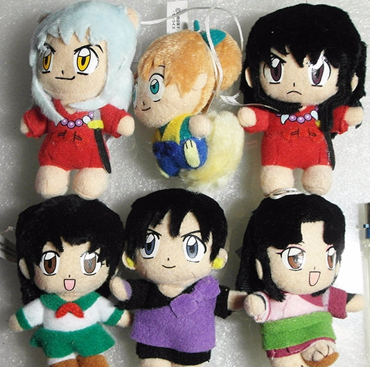 Bandai Inuyasha Gashapon 6-Piece Mini Plush Doll Strap Figure Set - Anime Collectibles for Fans | Perfect for Keychains, Backpacks, and Cosplay Accessories