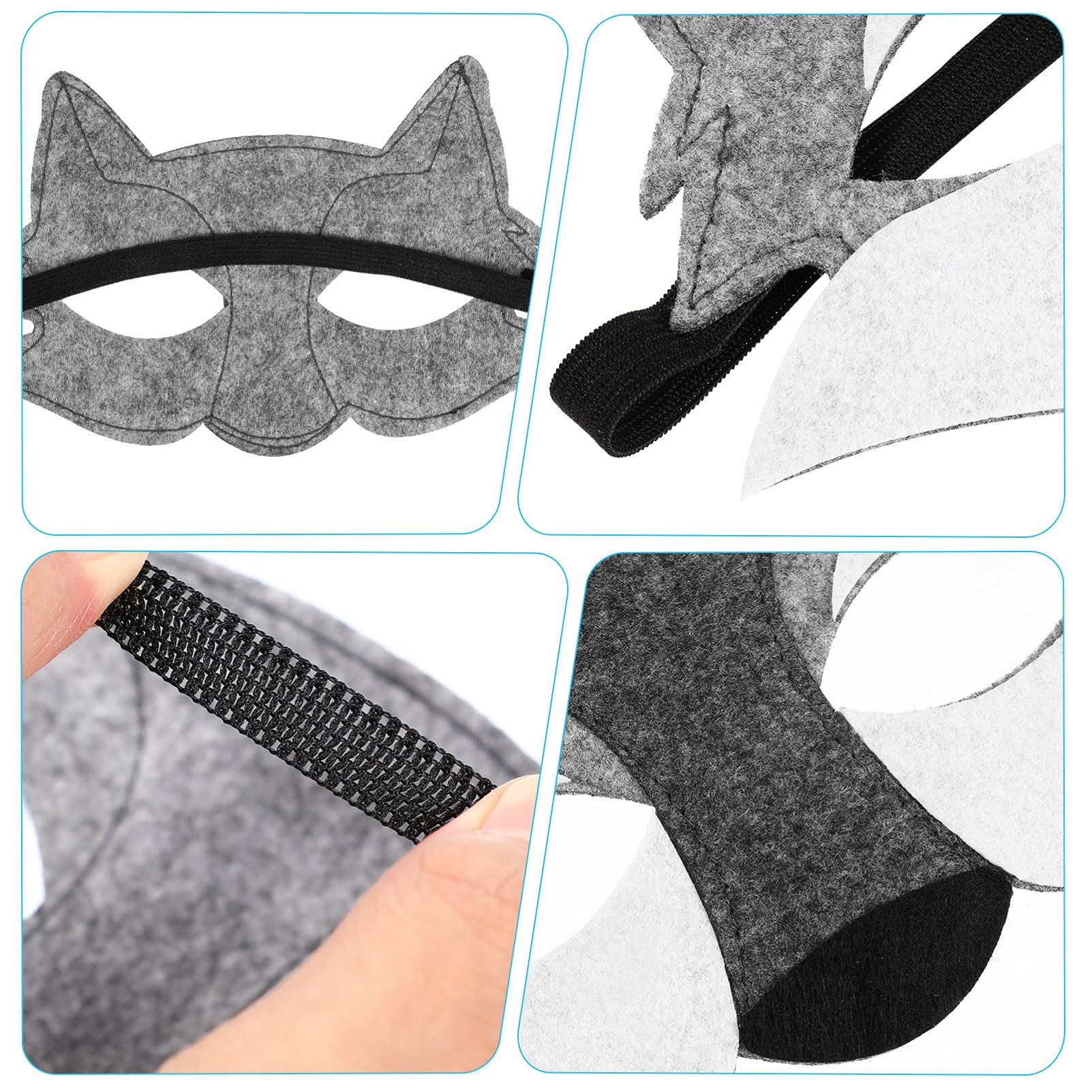 3PCS Wolf Felt Animal Masks for Kids - Half Face Wolf Costume Masquerade for Halloween, Birthday Parties & Cosplay - Perfect for Dress-Up, Role Play & Themed Events