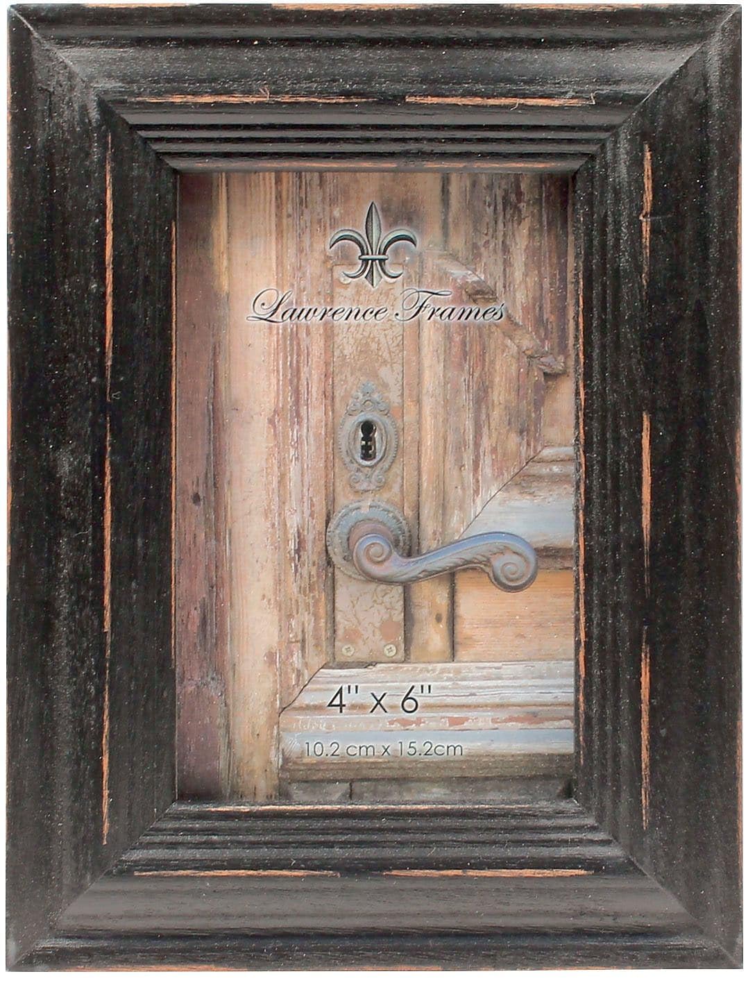 Lawrence Frames 4x6 Weathered Black Wood Picture Frame - Rustic Photo Display for Home Decor, Office, or Gift Giving - Perfect for Wall Art, Family Photos, and Wedding Memories