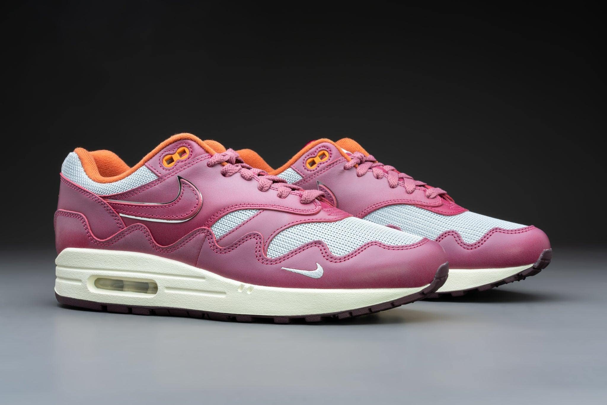 Nike Air Max 1 Patta Waves Rush Maroon Sneakers with Bracelet - DO9549-001 - Men's/Women's Running Shoes for Casual Wear & Street Style Fashion