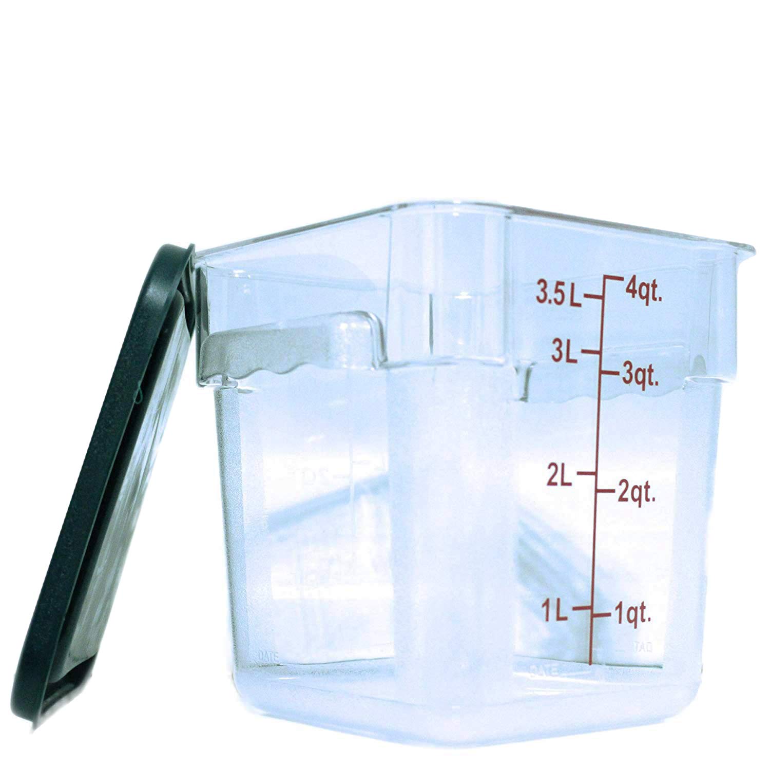 Tiger Chef 4 Quart Clear Commercial Grade Square Polycarbonate Food Storage Containers with Green Lids - Perfect for Restaurant, Catering, Meal Prep & Home Kitchen Organization