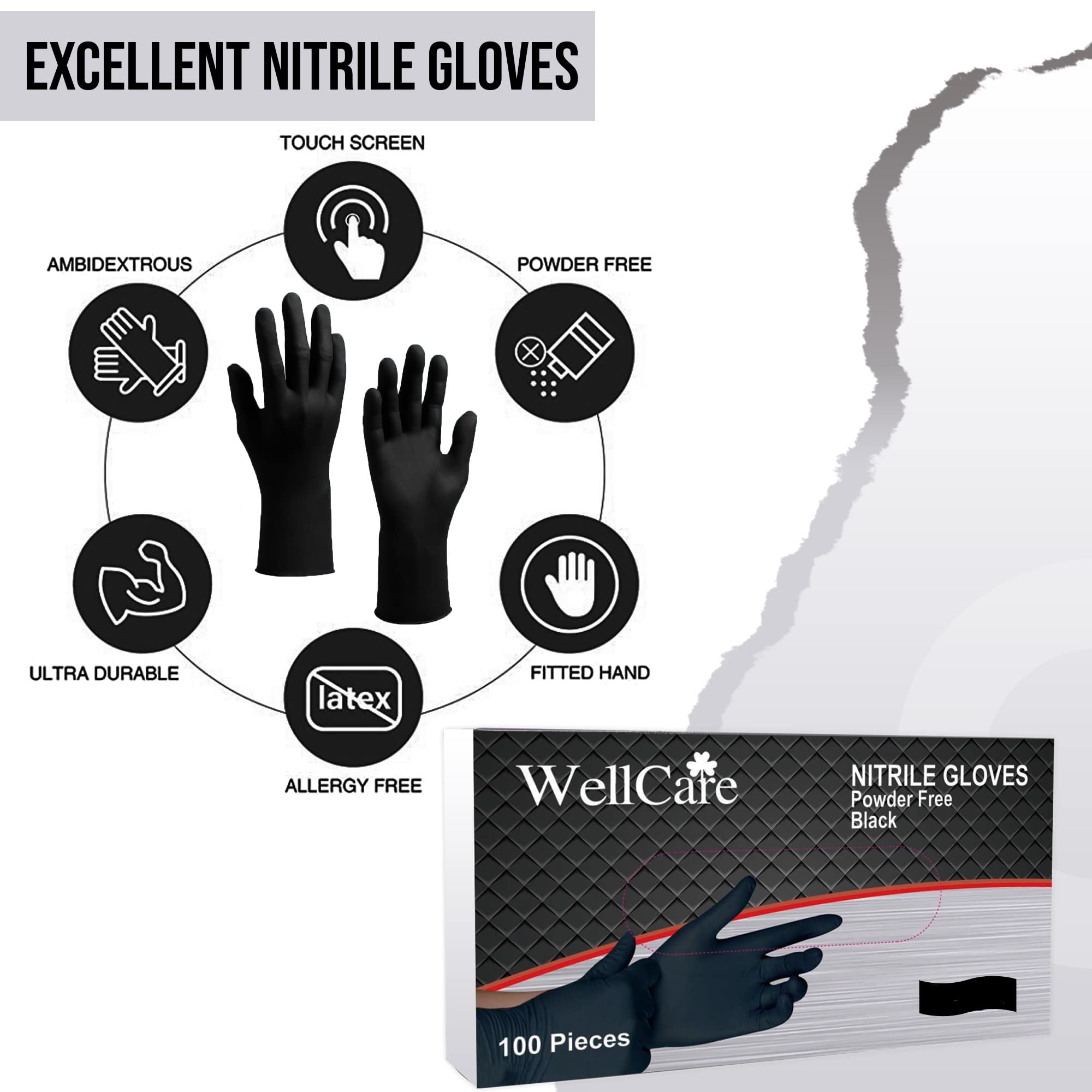 Premium Black Nitrile Gloves - 1000 Count (10 Boxes of 100) | 4.5mil Thick, Latex-Free, Disposable | Barber, Tattoo, Food Service, Medical & Cleaning Use