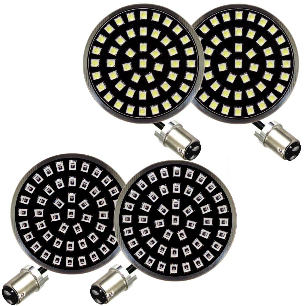 Harley Davidson LED Turn Signal Kit - Front & Rear 1157 Bulbs with Bright White Running Lights & Strobing Brake Lights | Smoked Lens | Motorcycle Safety & Customization Accessories | Day & Night Riding