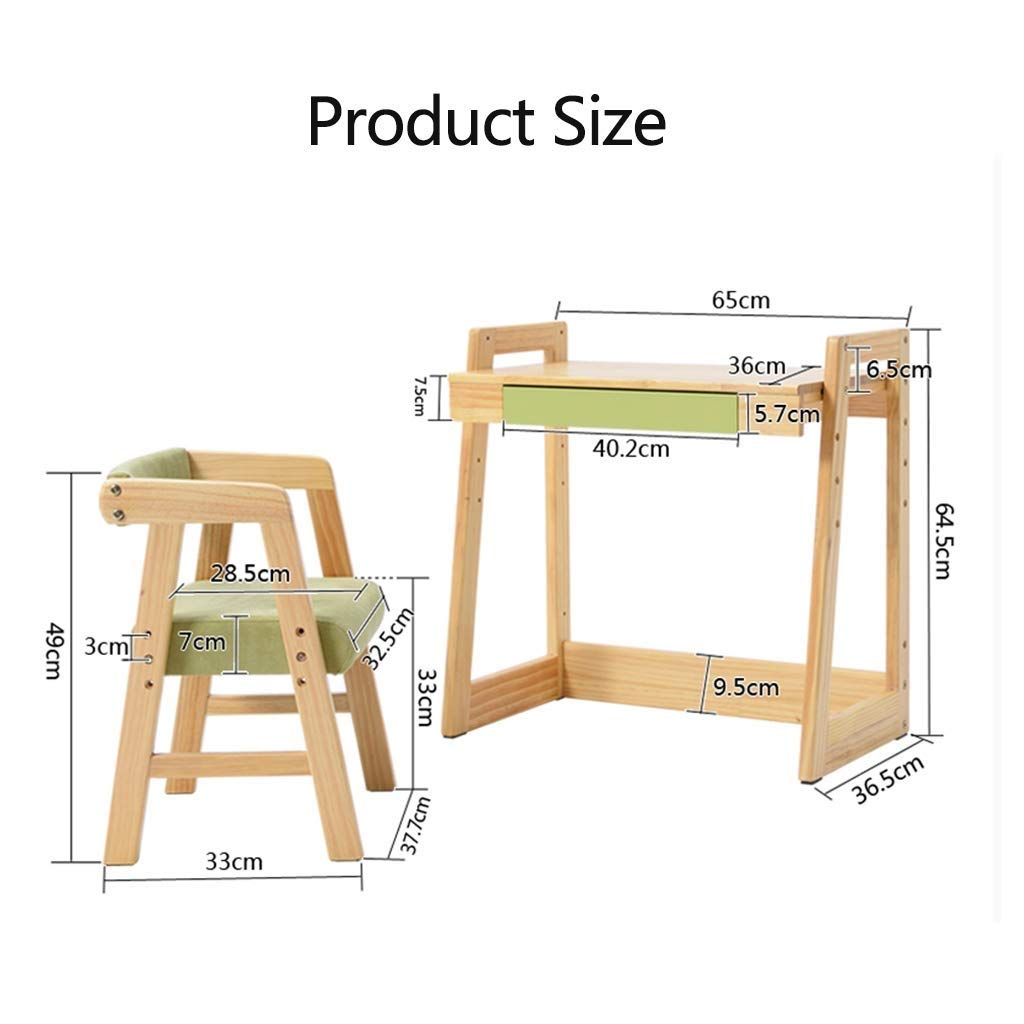 Solid Wood Kids Study Desk and Chair Set - Adjustable Height Children's Writing Workstation for Home, School & Office - Perfect for Homework, Online Learning & Dining