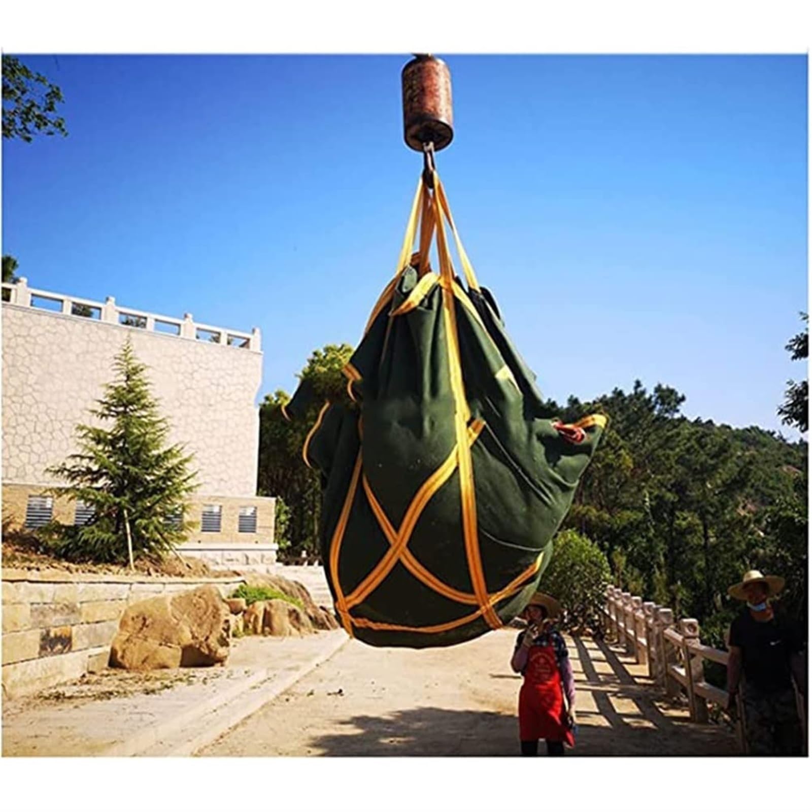 Heavy Duty Canvas Lifting Net - 1.5-2Ton Capacity Nylon Sling Bag, Reusable Crane Pallet Cargo Net for Forklift & Hoisting (120x120cm) - Ideal for Construction, Warehouse Loading & Industrial Material Handling