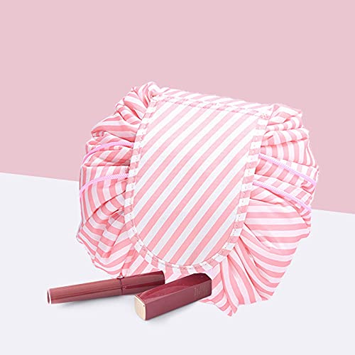 Trendegic Waterproof Travel Makeup Bag for Women - Multifunctional Cosmetic Pouch with Drawstring, Portable Toiletry Organizer (Pink) - Perfect for Travel, Gym, and Daily Use