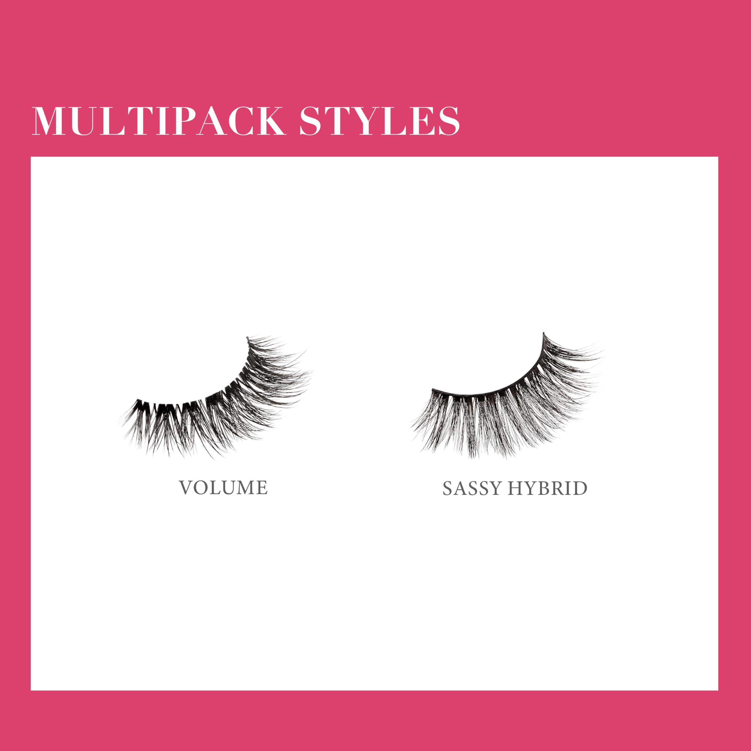 KISS Lash Couture LuXtensions False Eyelashes Multipack - 4 Pairs of Flat Lash Technology, Super Slim Band & Real Extension Fibers | Reusable Volume Full Set Lashes for Party, Wedding & Night Out Makeup