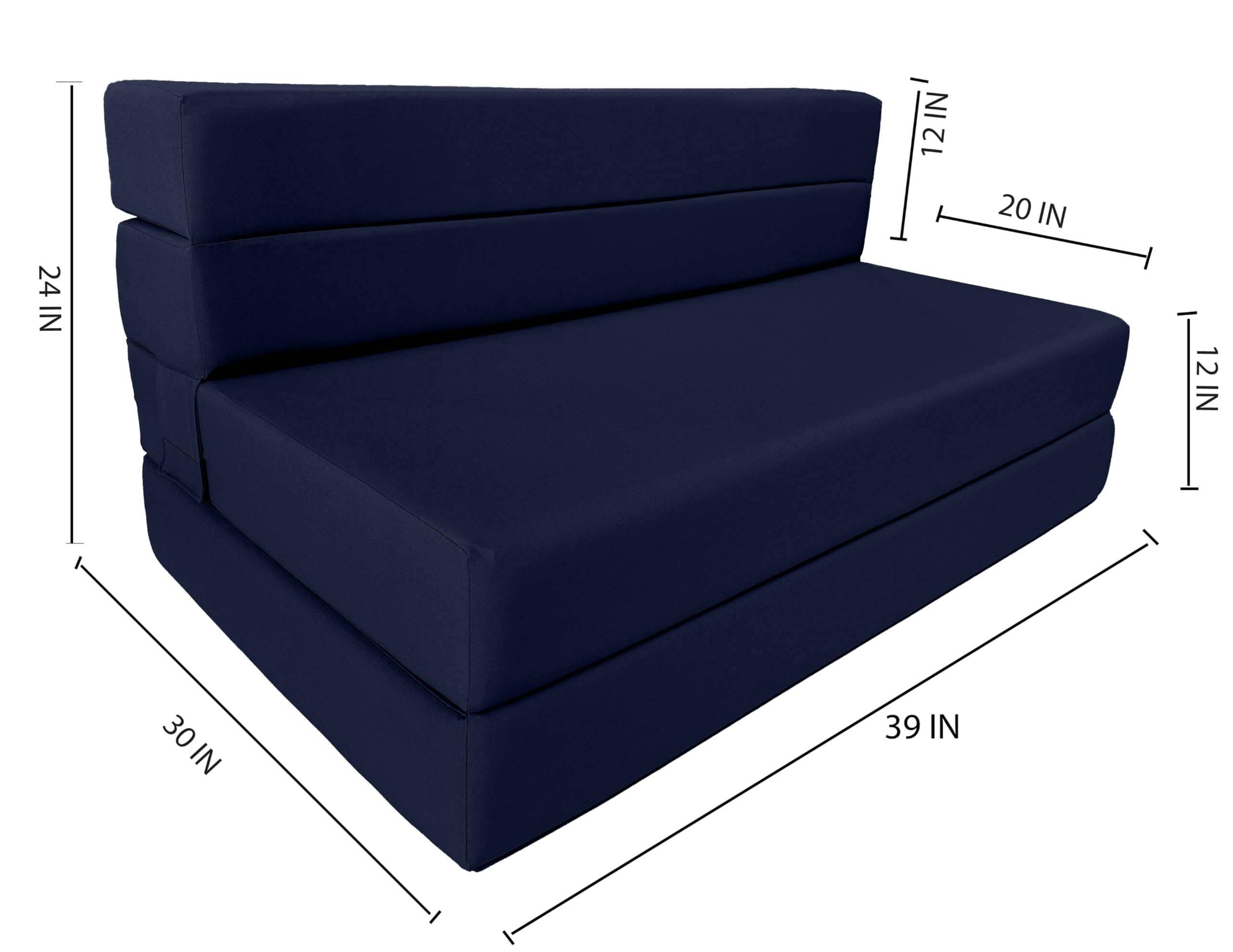D&D Futon Furniture - Foldable Foam Mattress & Lounger Chair, Convertible Sofa Bed for Studio Apartments & Guest Rooms, Twin XL Size 80