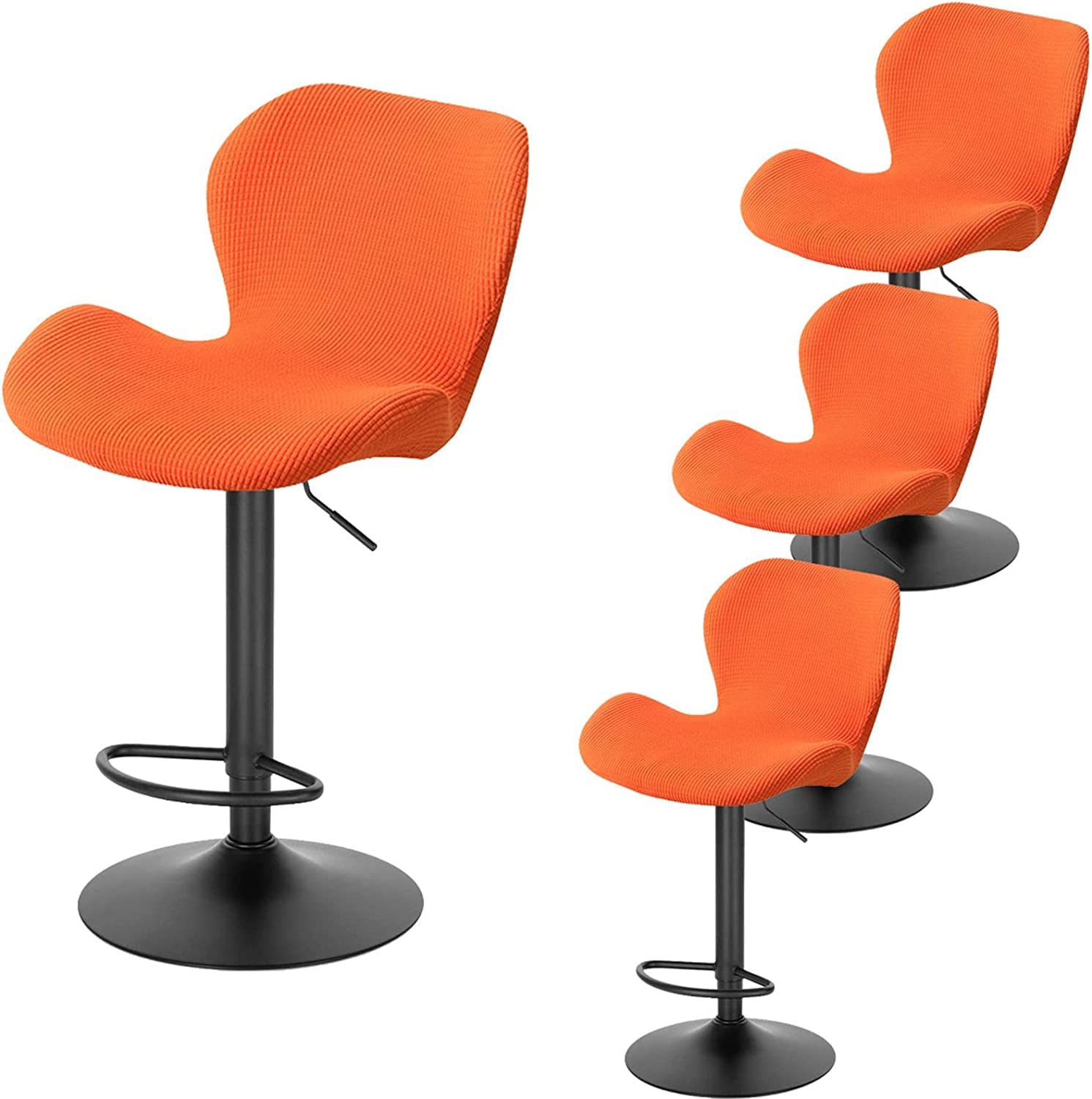 Modern Stretch Slipcovers for Bar Stools - 4-Piece Set with Backrest for Swivel & Curved Kitchen Counter Chairs (Color Q) - Perfect for Dining, Breakfast Bars & Home Decor