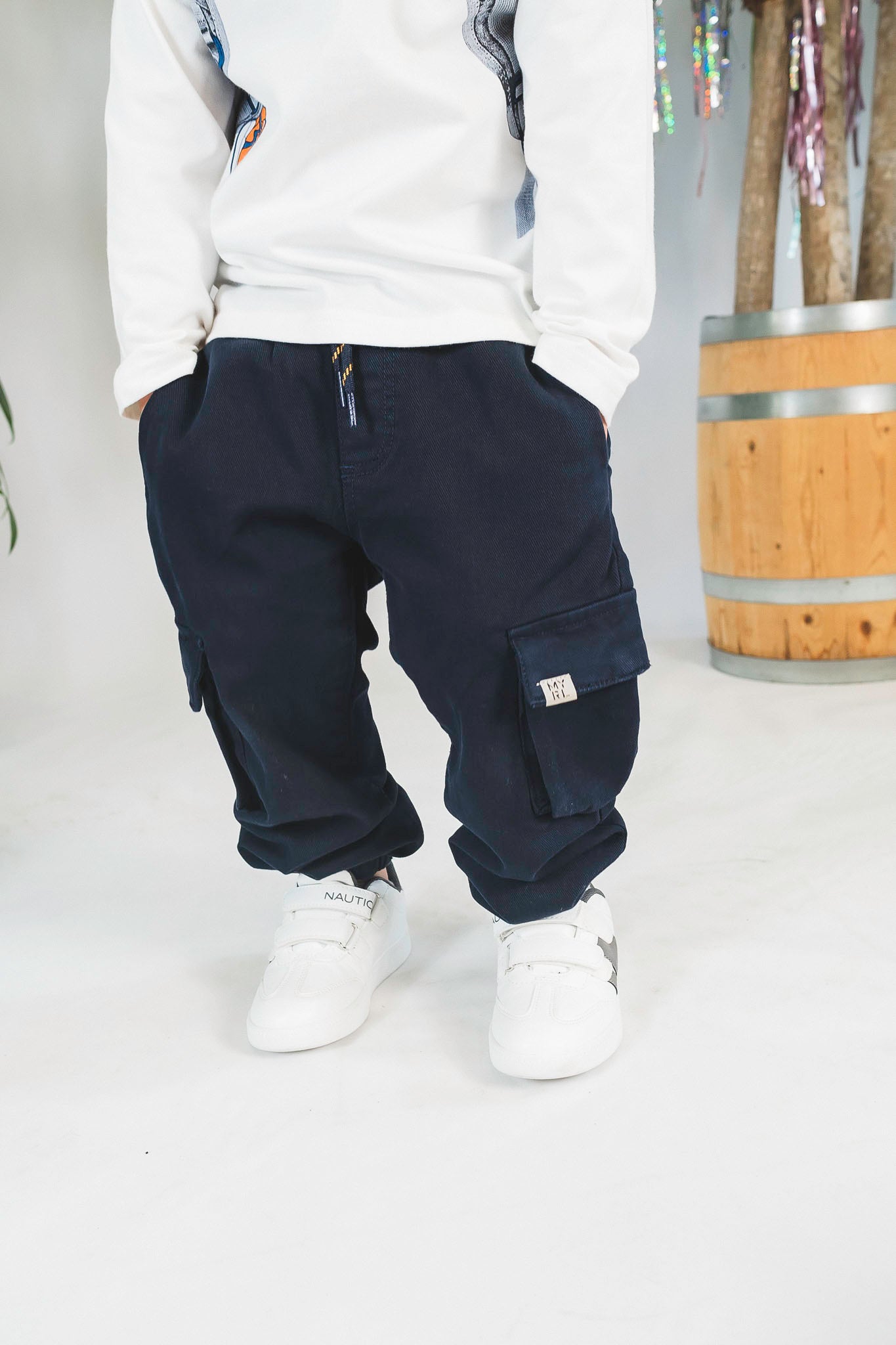 **Toddler Boys Navy Blue Cargo Pants - Comfortable & Durable for Playtime & Outdoor Adventures**