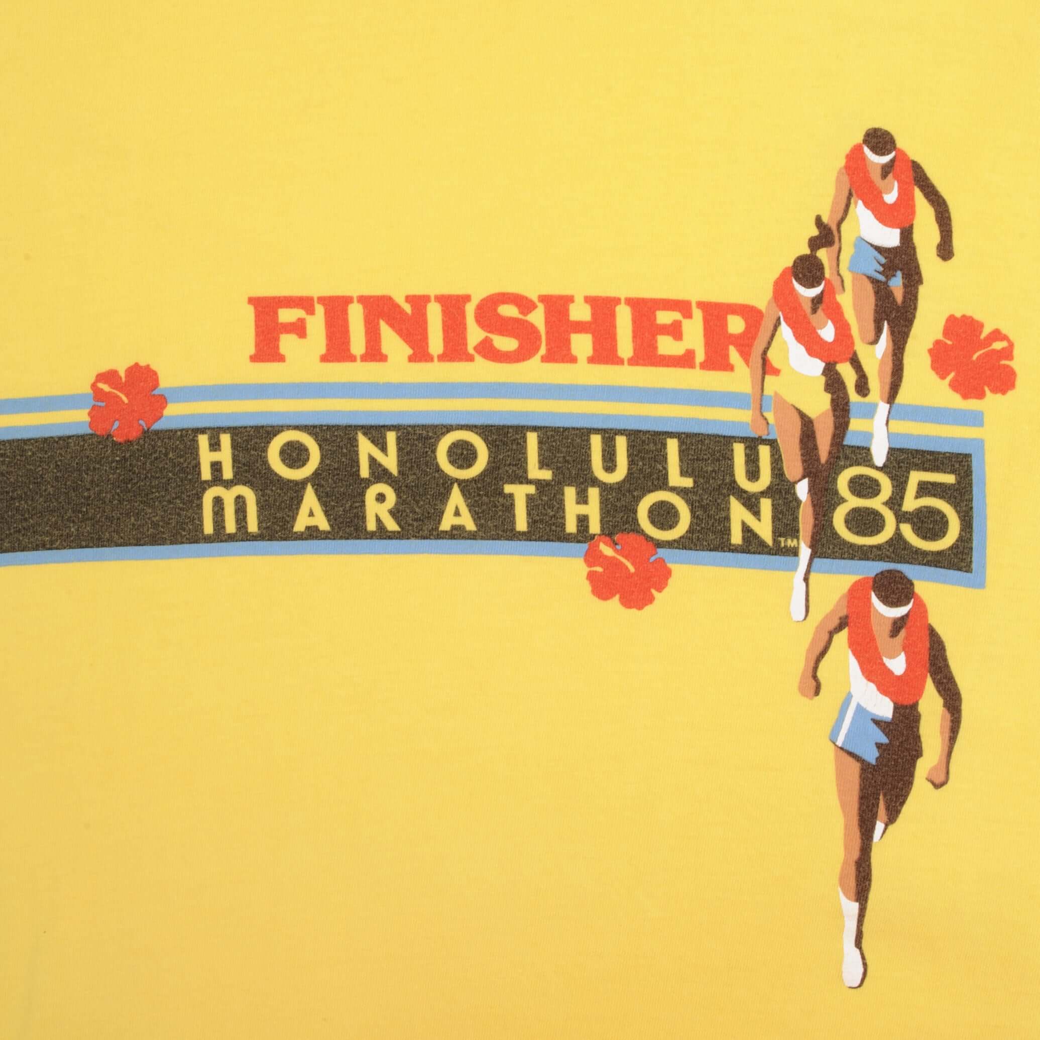 Vintage Crazy Shirt Honolulu Marathon Finisher 1985 Tee Shirt - Small, Made in USA - Retro Running Apparel for Collectors & Runners