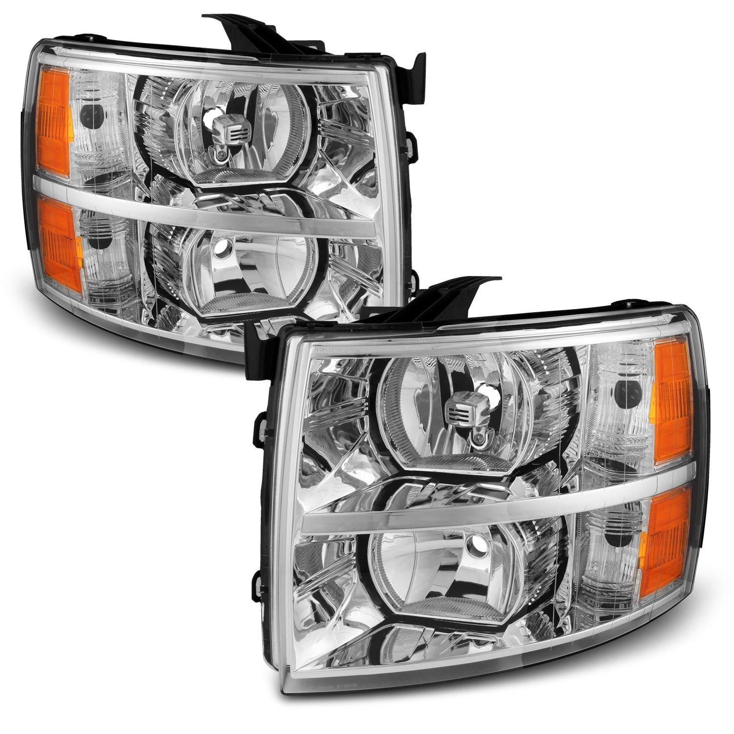 AKKON Replacement Chrome Bezel Headlights for Chevy Silverado - Driver & Passenger Side Headlamps Pair (Perfect for Night Driving & Off-Road Adventures)