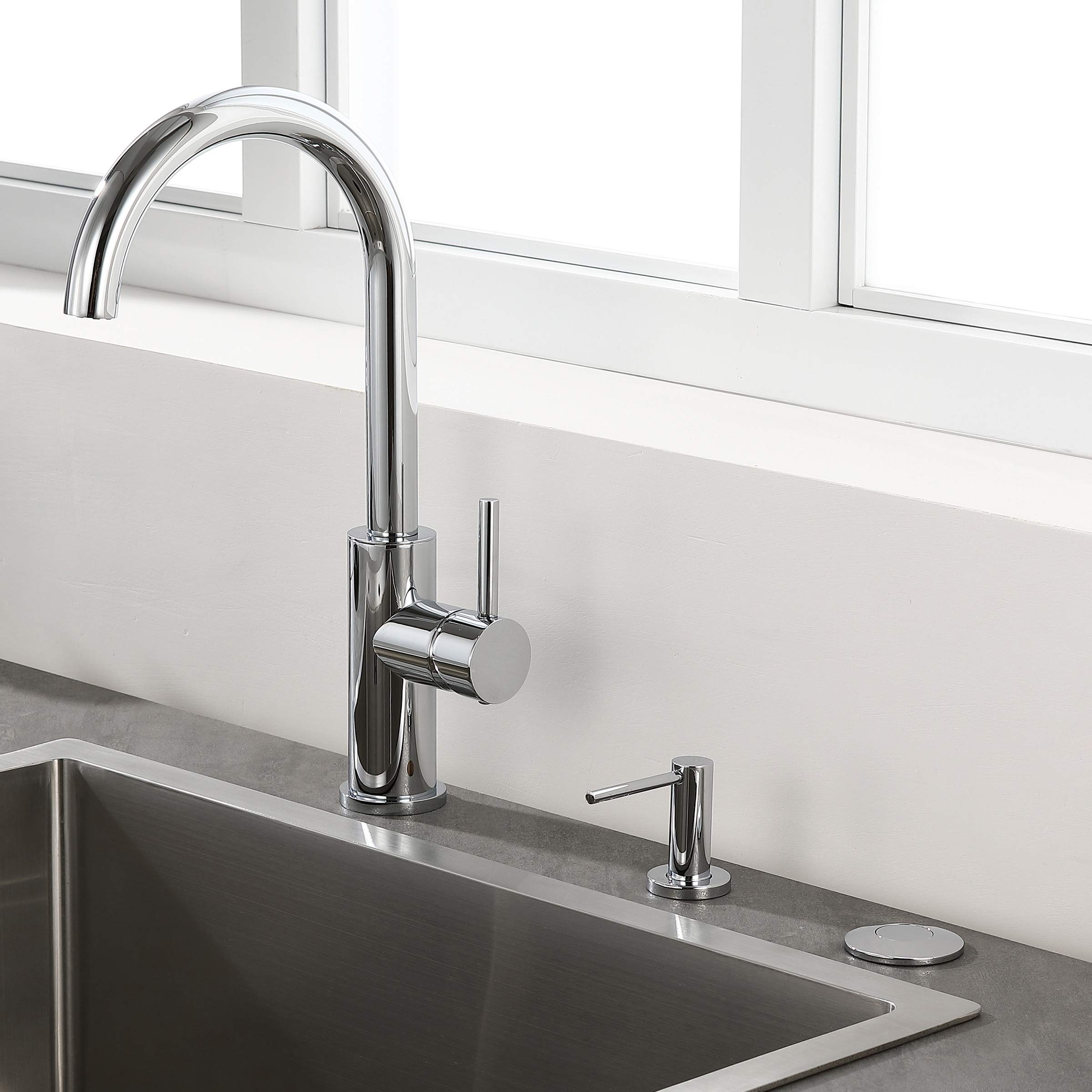 KANARY All-Brass Air Switch Button for Sink & Countertop Garbage Disposal - Chrome Round Design | Perfect for Kitchen Sink Waste Disposal Systems