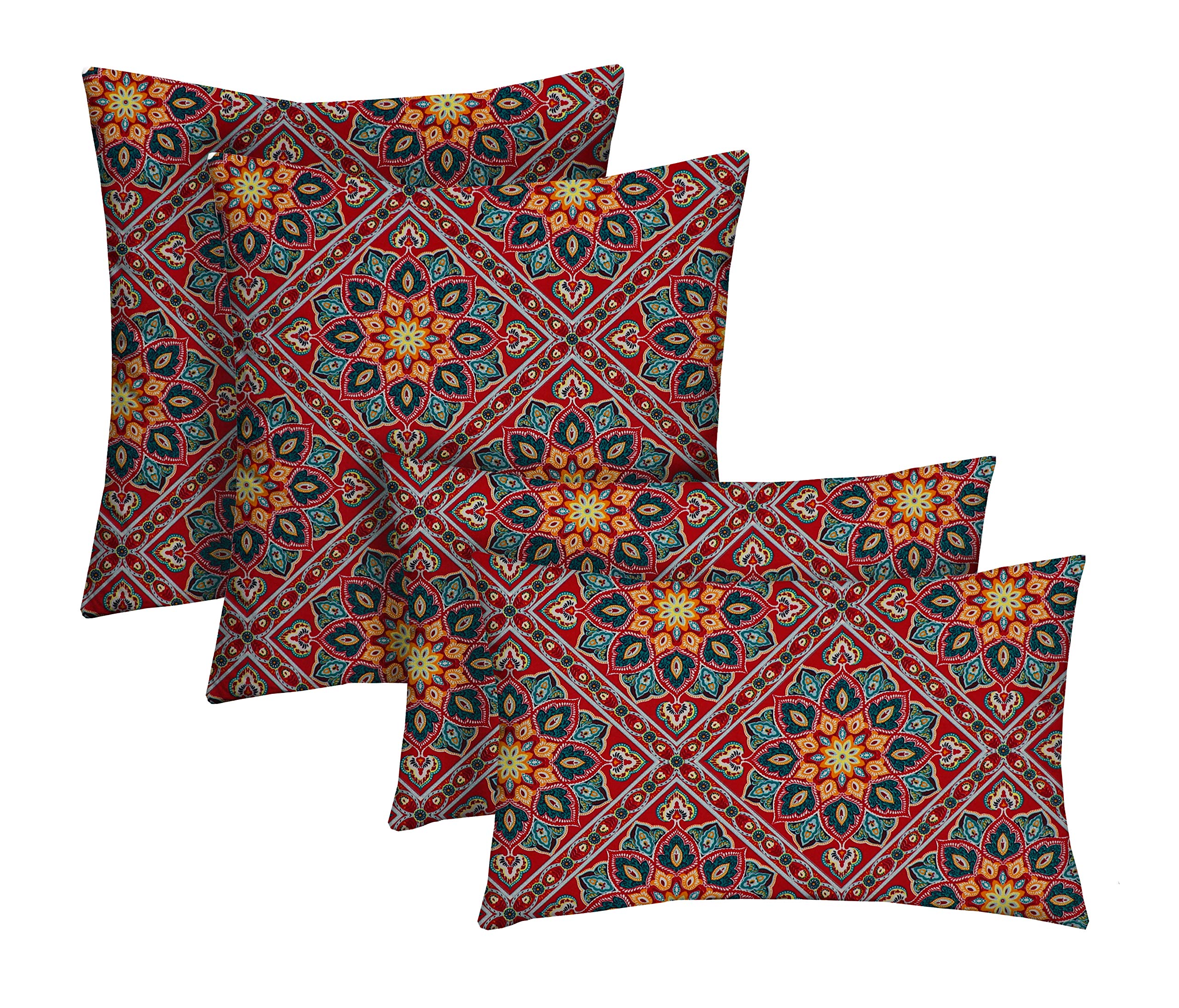 RSH DECOR 4-Piece Weatherproof Pillow Set - 2 Square & 2 Lumbar for Patio & Sofa