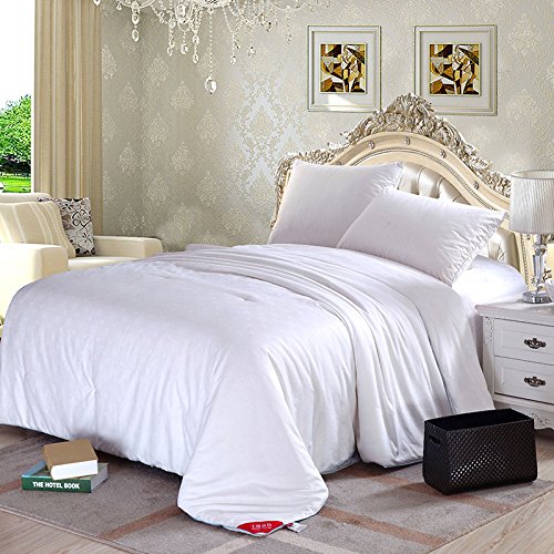 Premium 100% Pure Long Fiber Mulberry Silk Comforter - Twin Size 68x86 Inches - Breathable Summer Weight with Cotton Satin Sateen Cover - Ideal for Hot Sleepers, Luxury Bedding & Temperature Regulation
