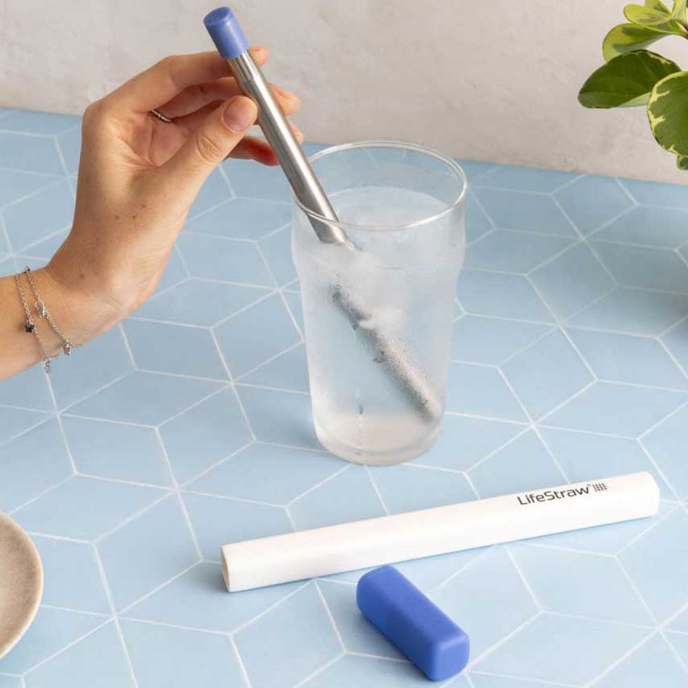 LifeStraw SIP Stainless Steel Water Filter Straw with Carry Case - Portable Water Purifier for Camping, Hiking, Travel & Emergency Preparedness