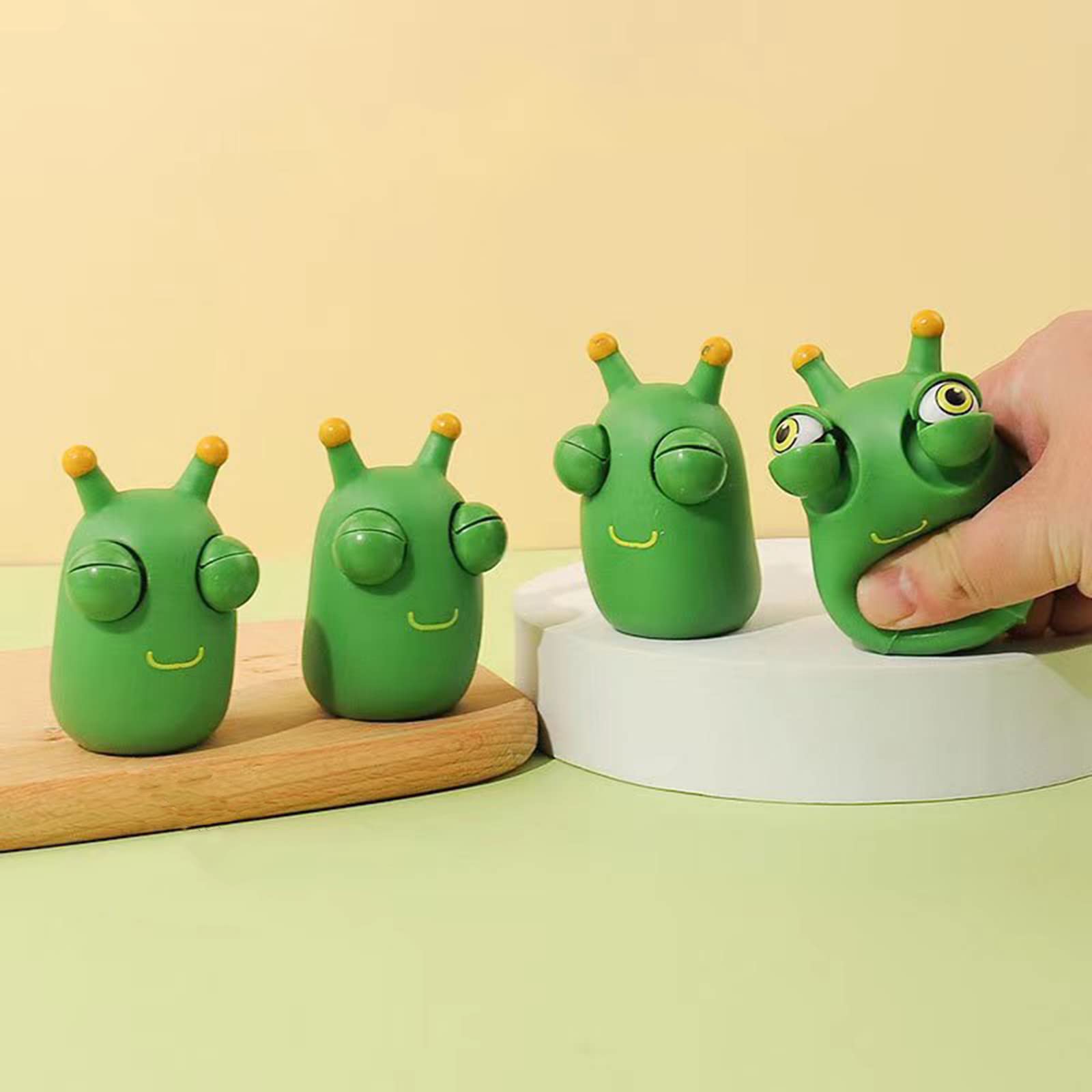 6 Pack Funny Pop-Out Grass Worm Pinch Stress Relief Toys - Squeeze & Bounce Eye Worms for Kids & Adults - Perfect for Office, Classroom & Home Fidgeting