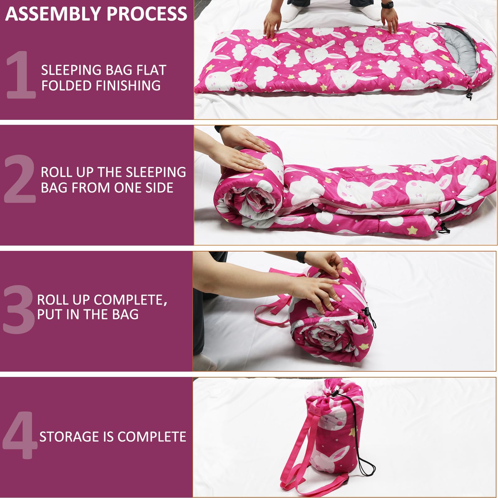 **Kids Sleeping Bags for Camping & Travel - Lightweight Waterproof 3-Season Sleeping Bag with Carry Bag - Compact for Hiking, Backpacking, Sleepovers - Warm & Cool Weather for Boys & Girls**