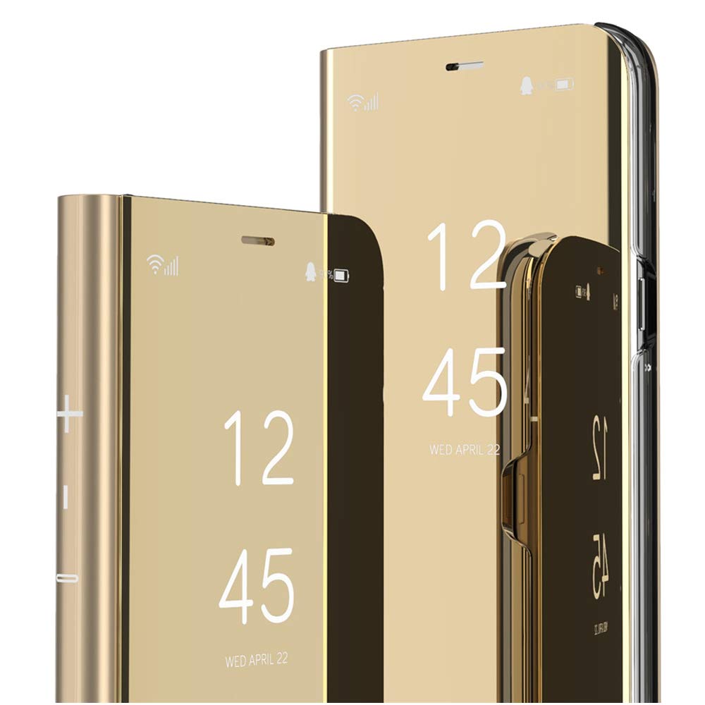 ISADENSER iPhone 11 Case 6.1 Inch - Mirror Gold Flip Cover with Clear View, Plating Mirror & Glitter Design | Slim Shockproof 360° Protection | Perfect for Makeup, Selfies & Daily Use (Compatible with iPhone 11 2019 6.1
