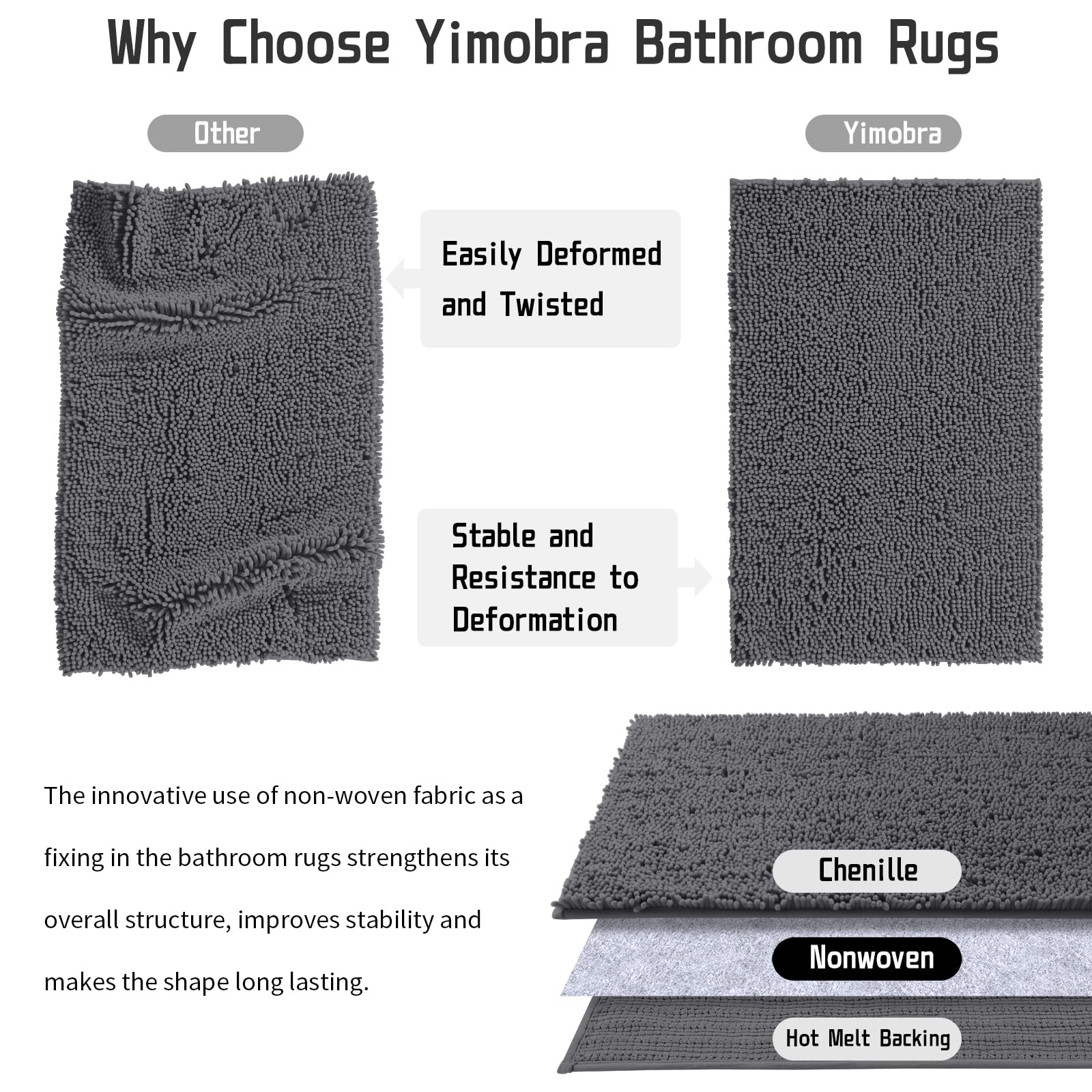 Luxury Chenille Shaggy Bathroom Rug Mat - 32