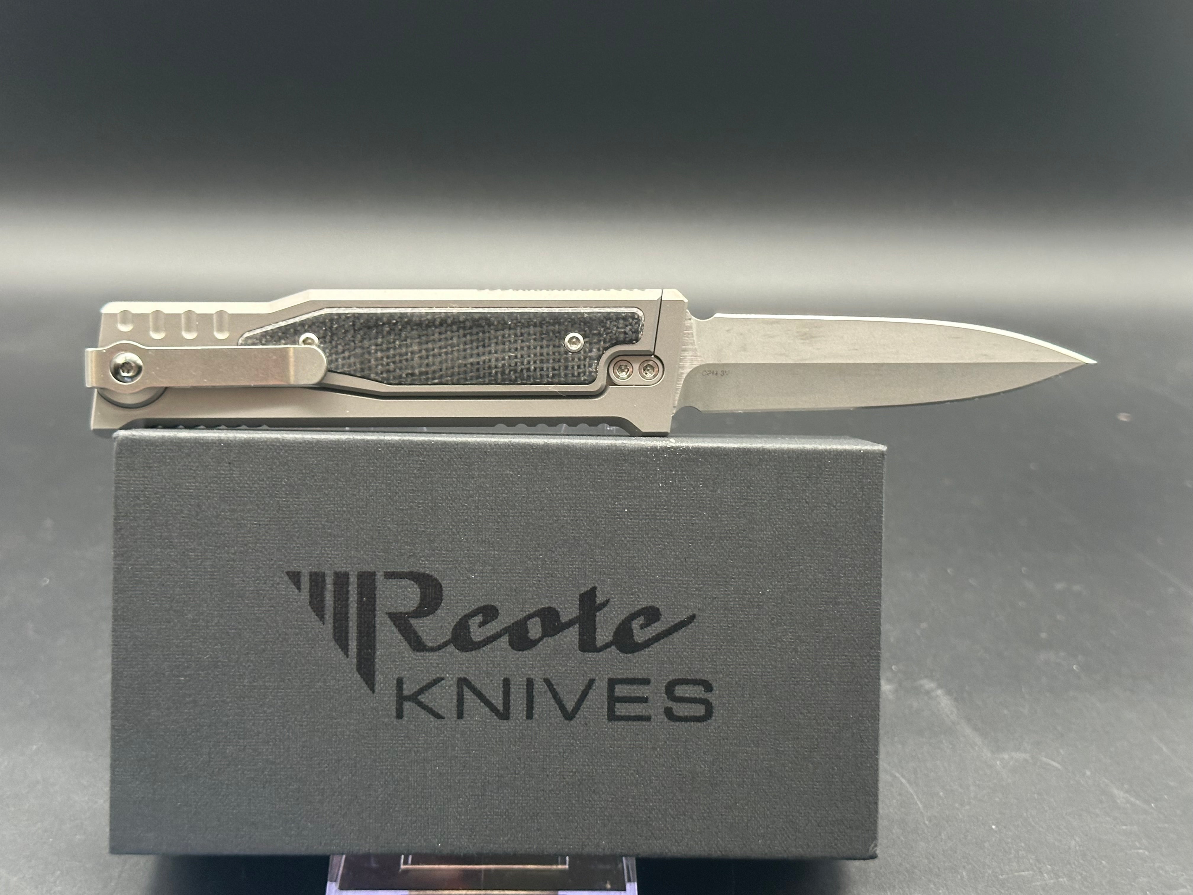 REATE EXO-M 2 Folding Knife with Lock, Black Micarta Inlay Handle, ELMAX Double Edge Blade - EDC, Outdoor, Camping & Survival Gear