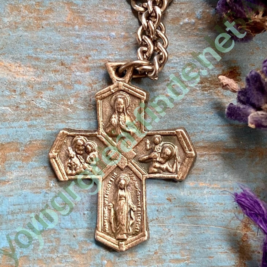 Vintage Devotional Four Way Cross Necklace - Religious Jewelry for Women & Men - Perfect for Church, Weddings & Everyday Faith Inspiration