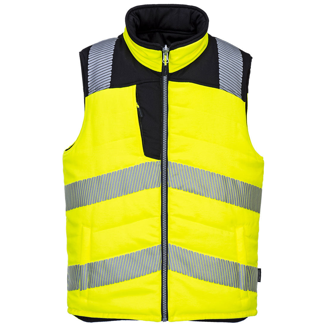 Portwest PW3 Reversible Safety Bodywarmer Vest - High Visibility Reflective Work Vest for Construction, Cycling & Outdoor Activities