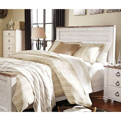 Urban Rustic White Wash Queen Bed Frame B267 | Modern Farmhouse Bedroom Furniture for Home Decor | Perfect for Master Bedroom, Guest Room & Airbnb Styling