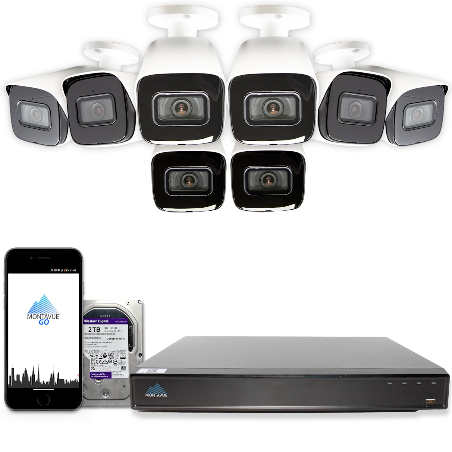 MTB8108 X Package - 8MP 4K SMD 4.0 Bullet Security Cameras with 8 Channel NVR System & 2TB HDD - Ideal for Home Surveillance, Business Security, and Outdoor Monitoring
