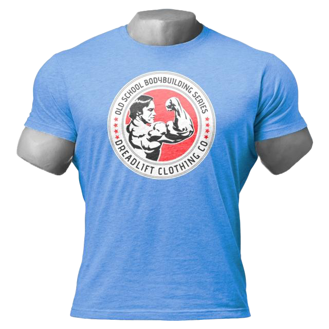 Dreadlift Oldschool Bodybuilding T-Shirt for Men - Vintage Gym Workout Tee - Sapphire Blue Cotton Shirt for Weightlifting, Powerlifting & Bodybuilding Training