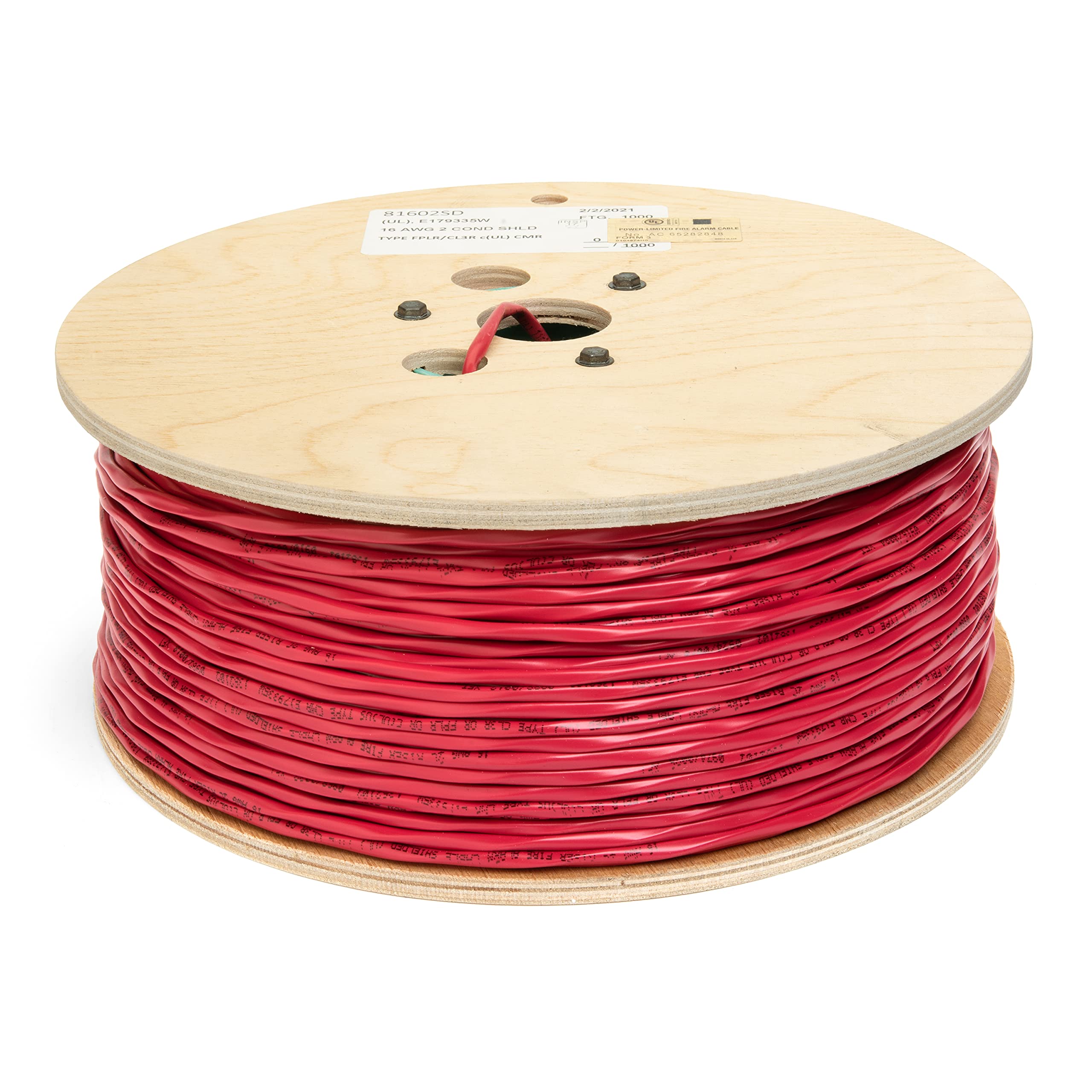 16 AWG 2-Conductor Solid 100% Copper Fire Alarm Cable - UL Certified FPLR Riser Rated Shielded EWCS - 1000ft for Commercial Buildings, High-Rise Fire Safety Systems & Alarm Installations