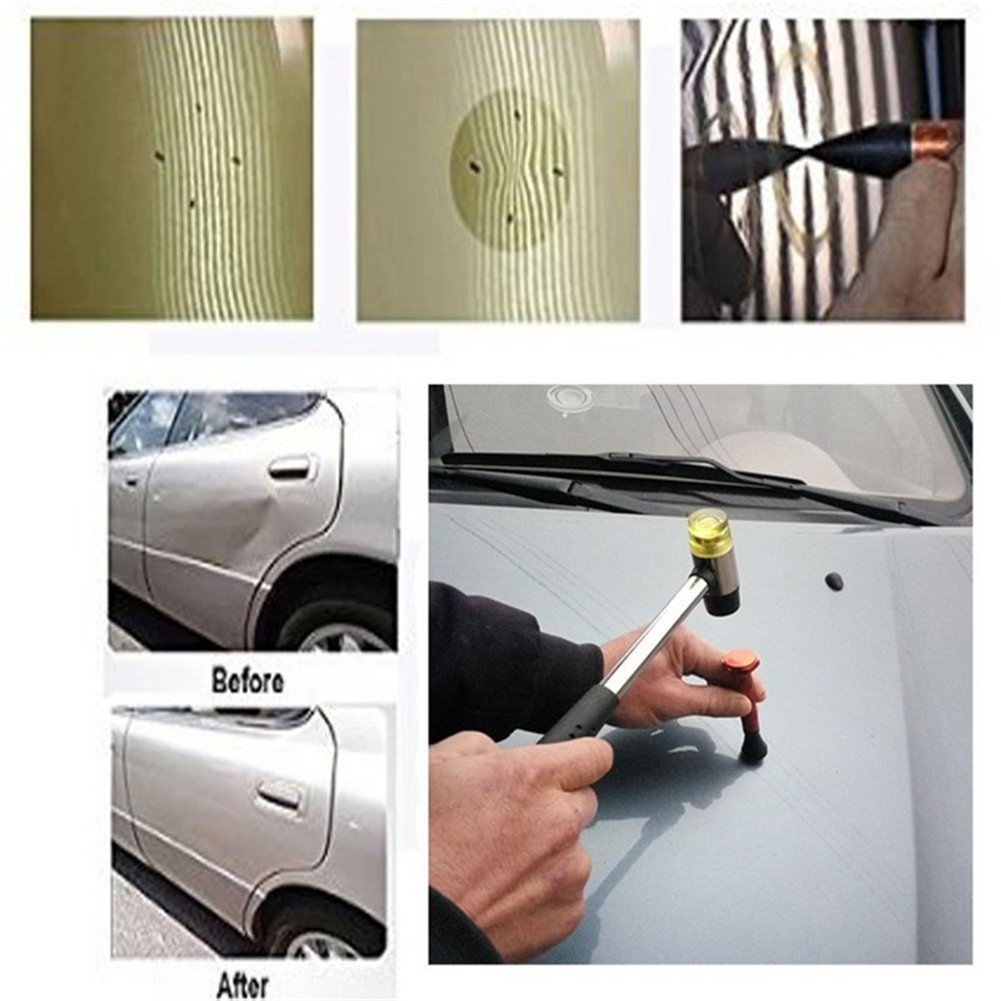 GS 10pcs Paintless Dent Repair Kit - Car & Refrigerator Dent Removal Tools for Hail Damage