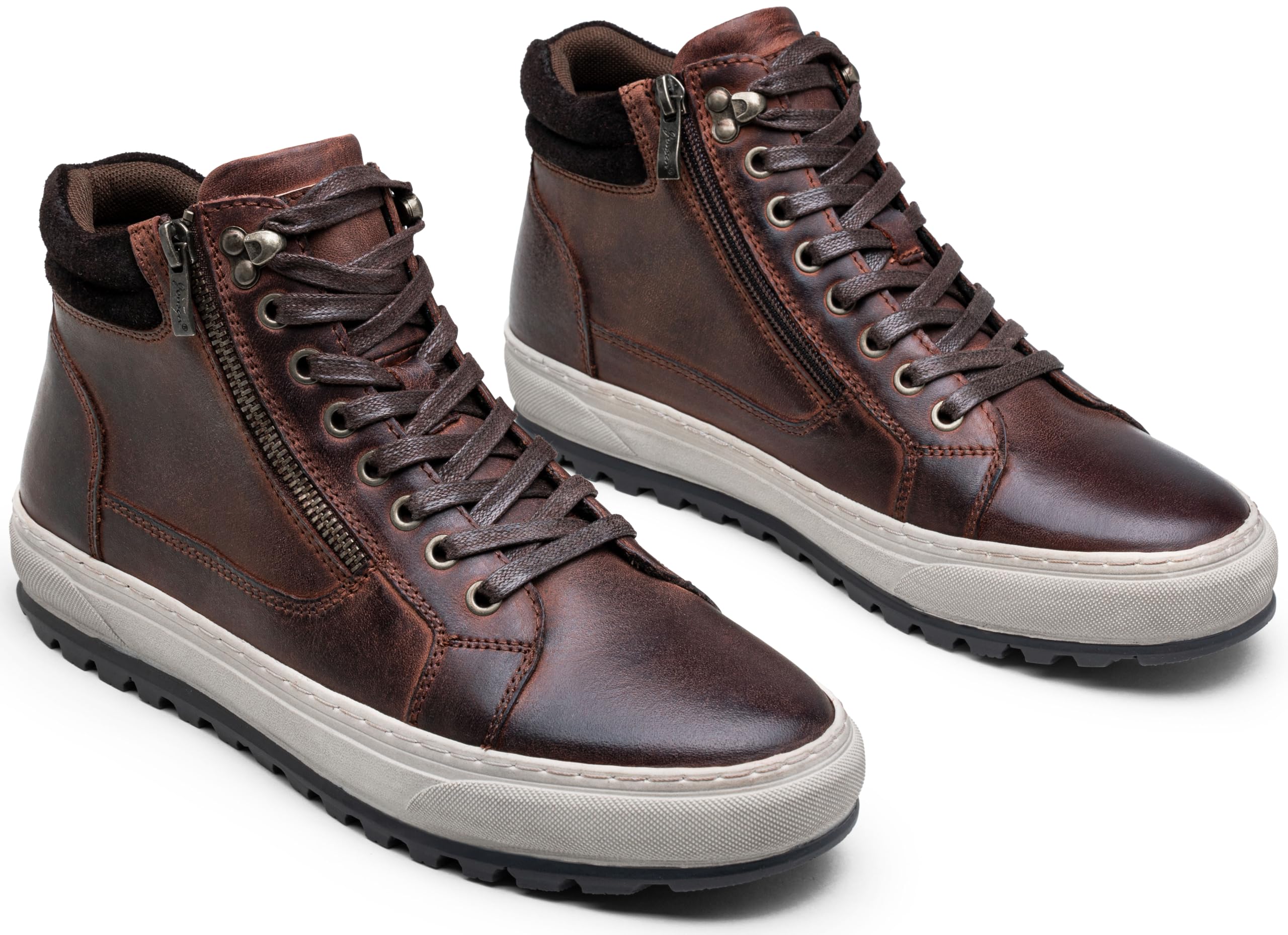 **Jousen Men's Casual Leather High Top Sneakers - Fashionable & Comfortable Shoes for Walking, Running & Daily Wear**