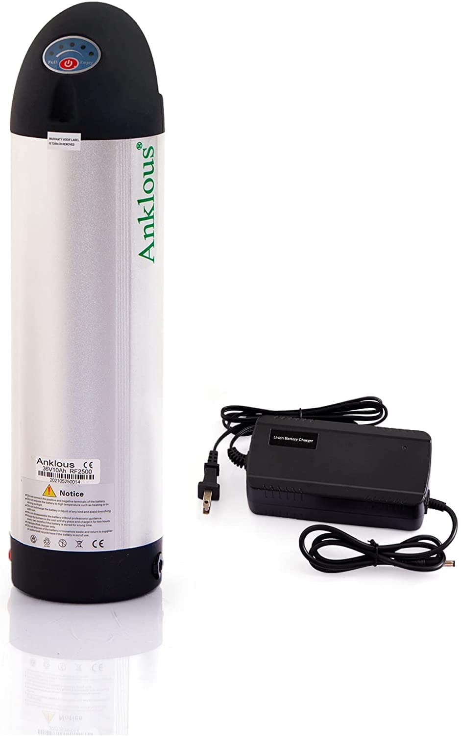 Anklous 36V 10Ah Electric Bike Battery - Lithium Ion Battery Pack for 250W-500W Ebike Motors with 3A Fast Charger, Safety Lock & LED Display | Perfect for Commuting, Mountain Biking & Urban Riding