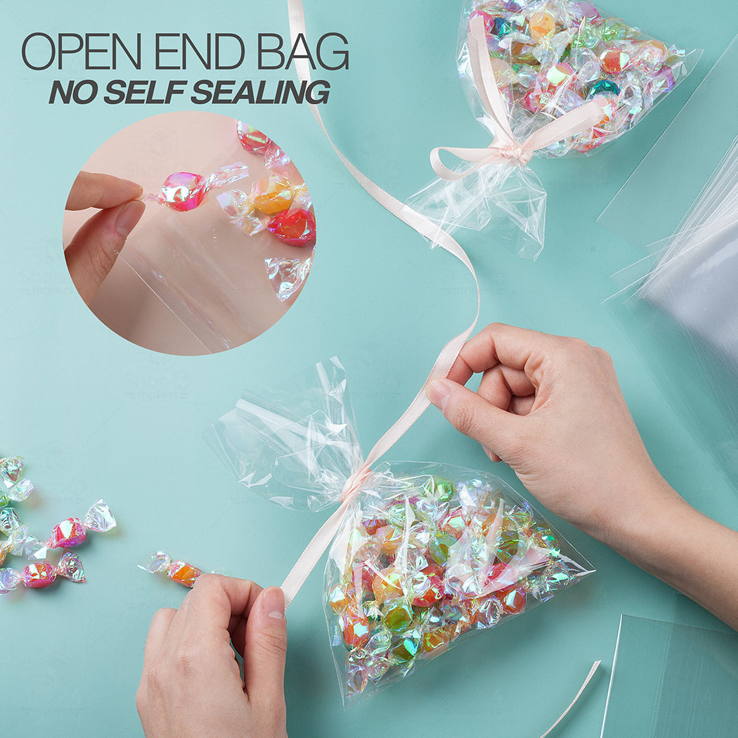 5 x 7 Inch Clear Cellophane Gift Bags - 1.2 Mil Thick Plastic Bags for Party Favors, Wedding Treats, Candy Packaging & Small Gifts - Bulk Pack of 50 by Shop4Mailers
