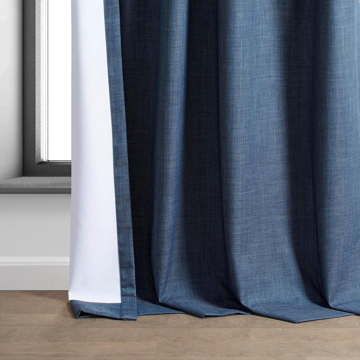 Premium Dark Blue Blackout Curtains - Thermal Insulated Linen Hotel Drapes for Bedroom & Living Room - Noise Reducing & Light Blocking for Better Sleep & Privacy