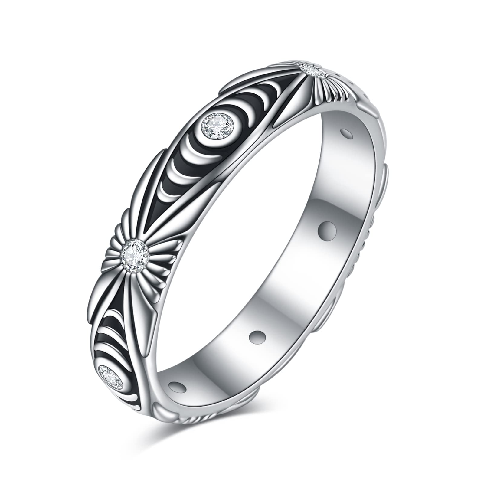 Moon Phase Ring for Women - 925 Sterling Silver Wedding Band, Promise Ring, Birthday Gift for Wife & Mom - Perfect for Anniversaries, Engagements & Special Occasions