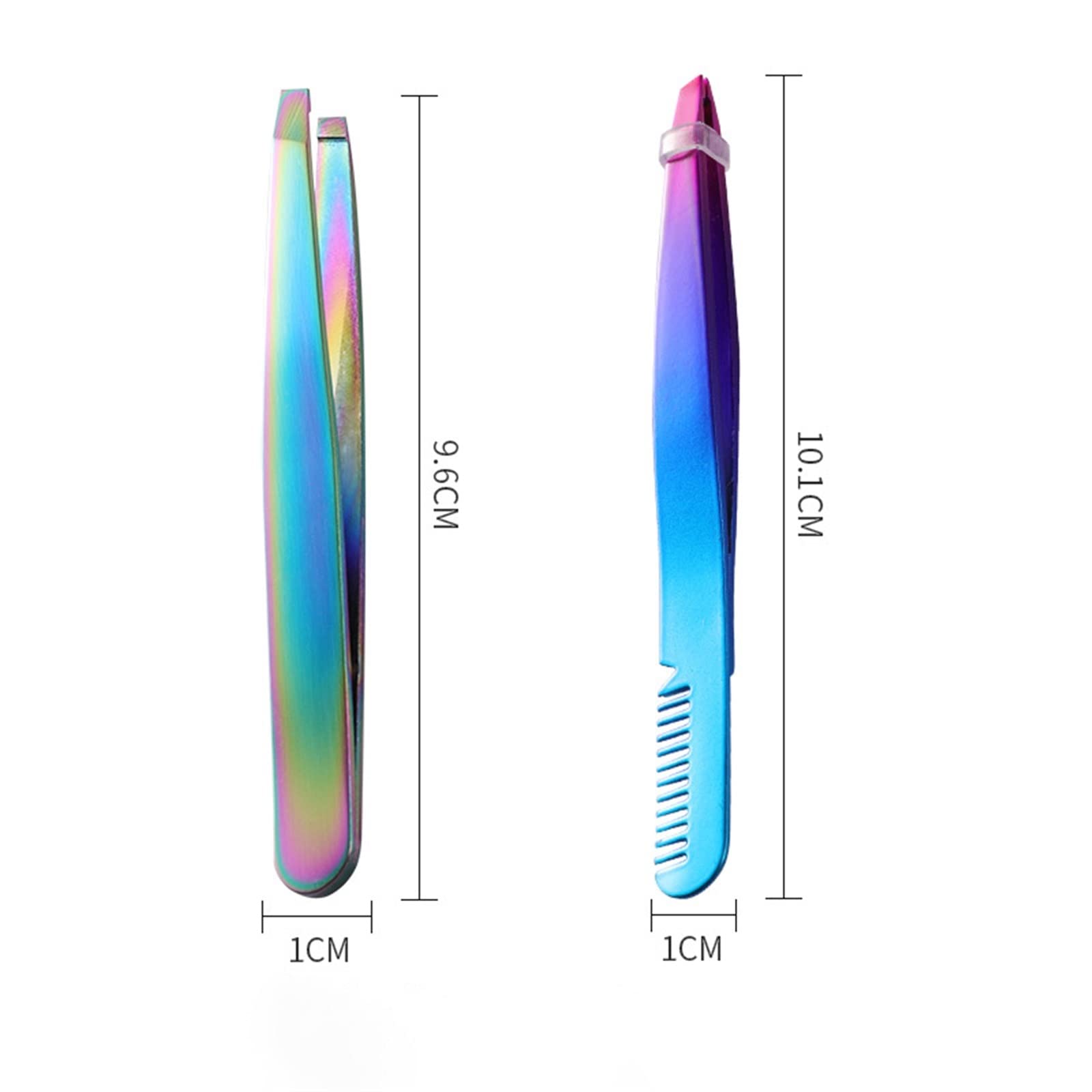 Premium Stainless Steel Lash & Eyebrow Tweezers with Comb - Slant Tip & Flat Head for False Eyelash Application, Eyebrow Grooming & Makeup Tools - Perfect for Professional Salon Use, Home Makeup Kits & Travel Beauty Essentials (Color Options: 7, 8)