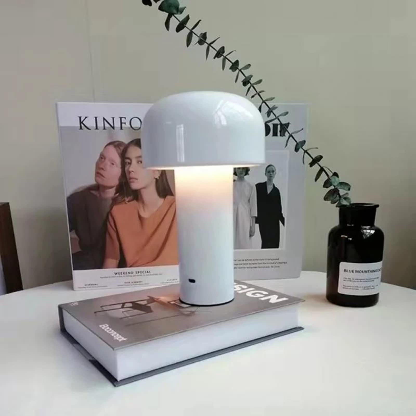 USB Rechargeable Touch Dimming Mushroom Night Light - Modern LED Bedside Lamp for Bedroom, Living Room, Bar & Restaurant | Portable Table Lamp with Adjustable Brightness - Perfect for Reading, Relaxing & Ambient Lighting